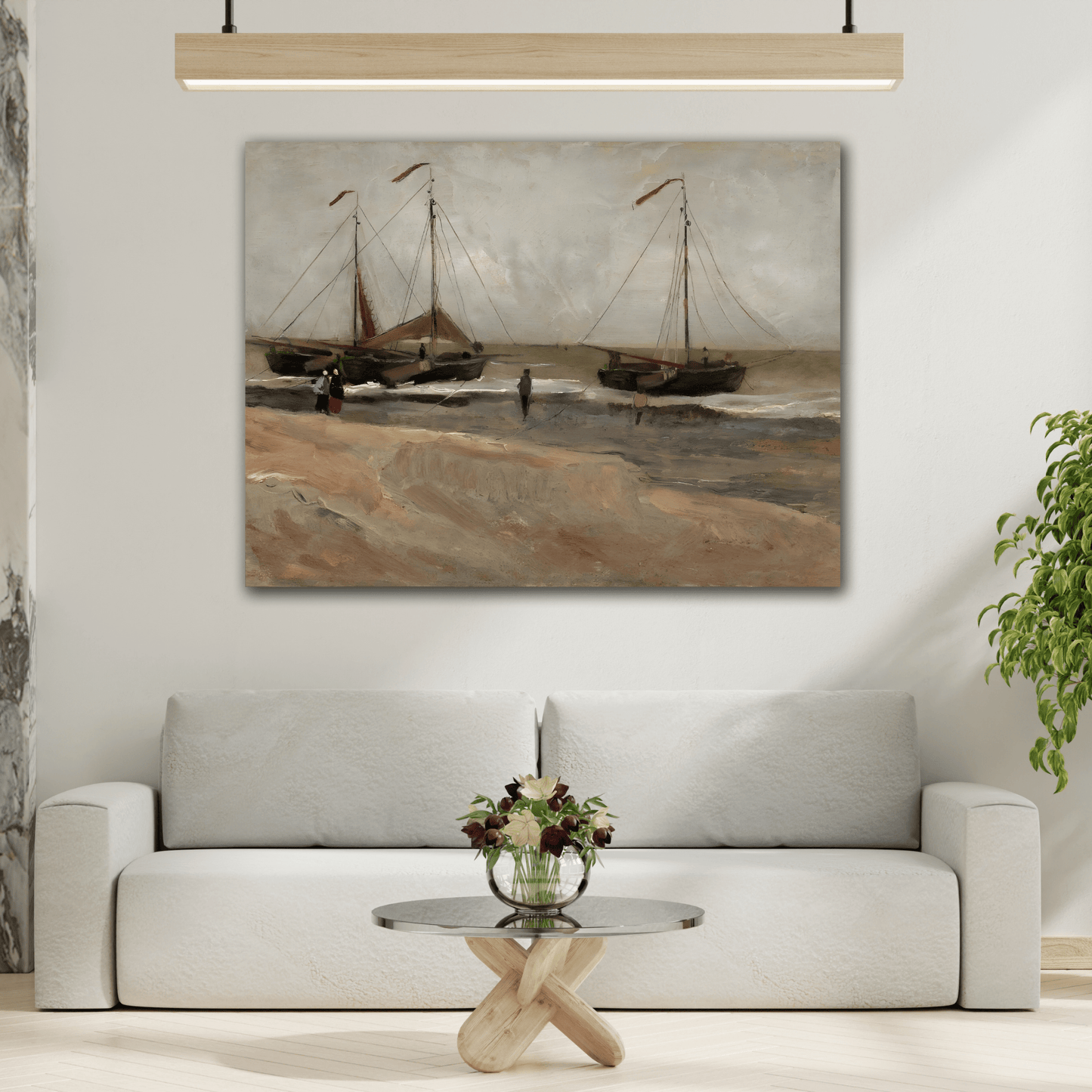 Beach Boats Canvas Wall Art Print - Famous Van Gogh Reproduction