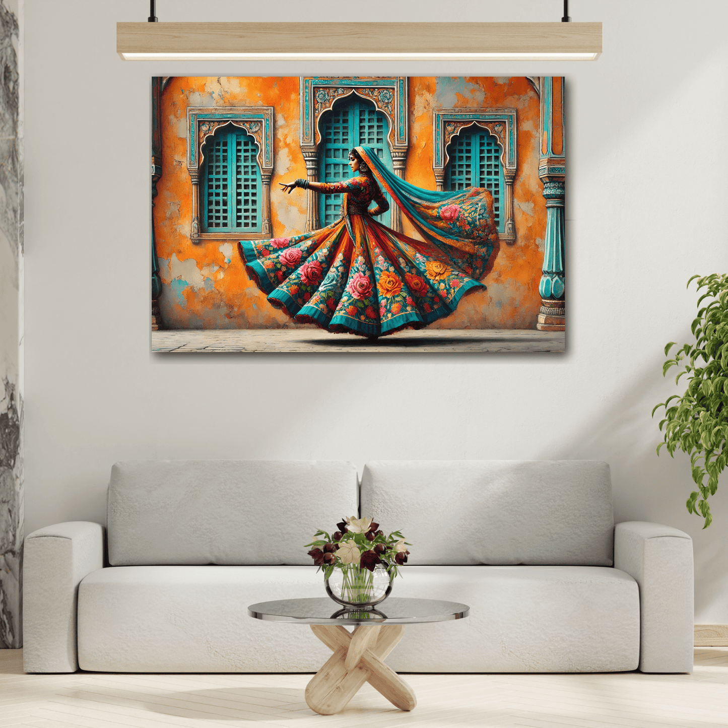 Beautiful Indian Woman Dancing Canvas Print, Rajasthan India Lady Wall Art