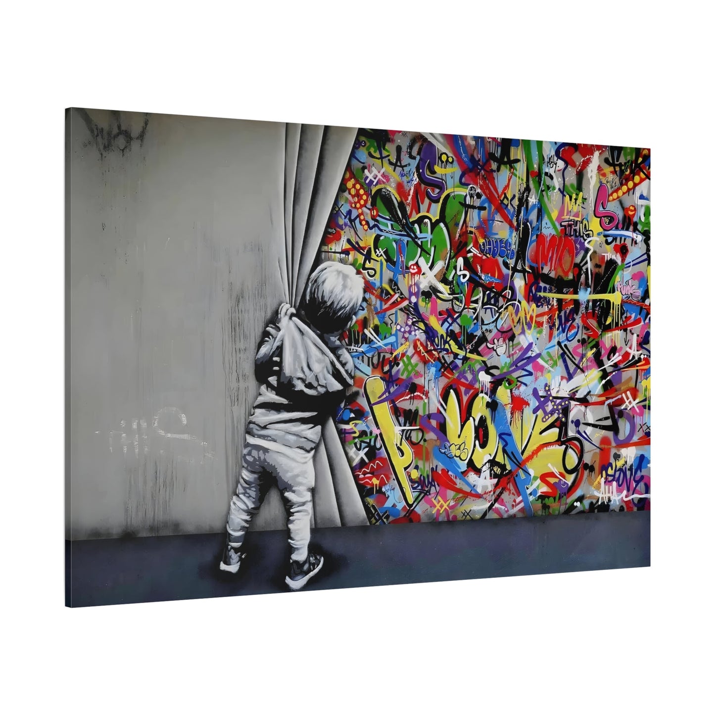 Behind the Curtain Banksy Canvas Wall Art Painting Print