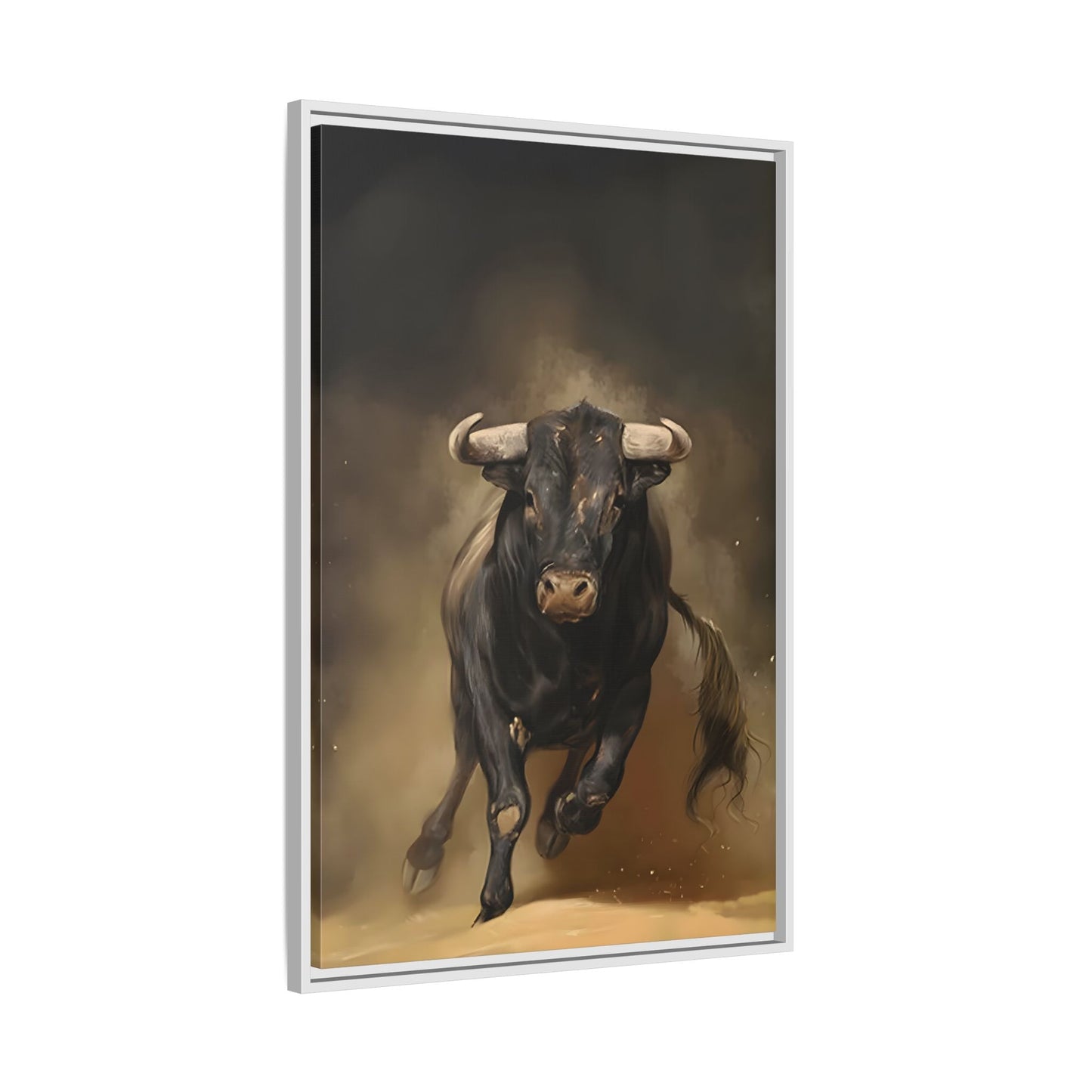 Bold Bull Canvas Wall Art Print - Framed Classical Home Decor