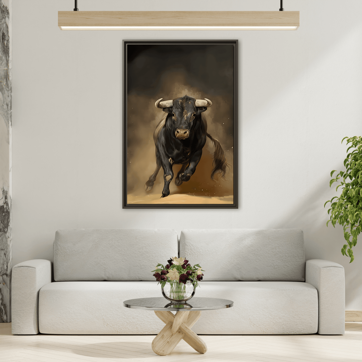 Bold Bull Canvas Wall Art Print - Framed Classical Home Decor