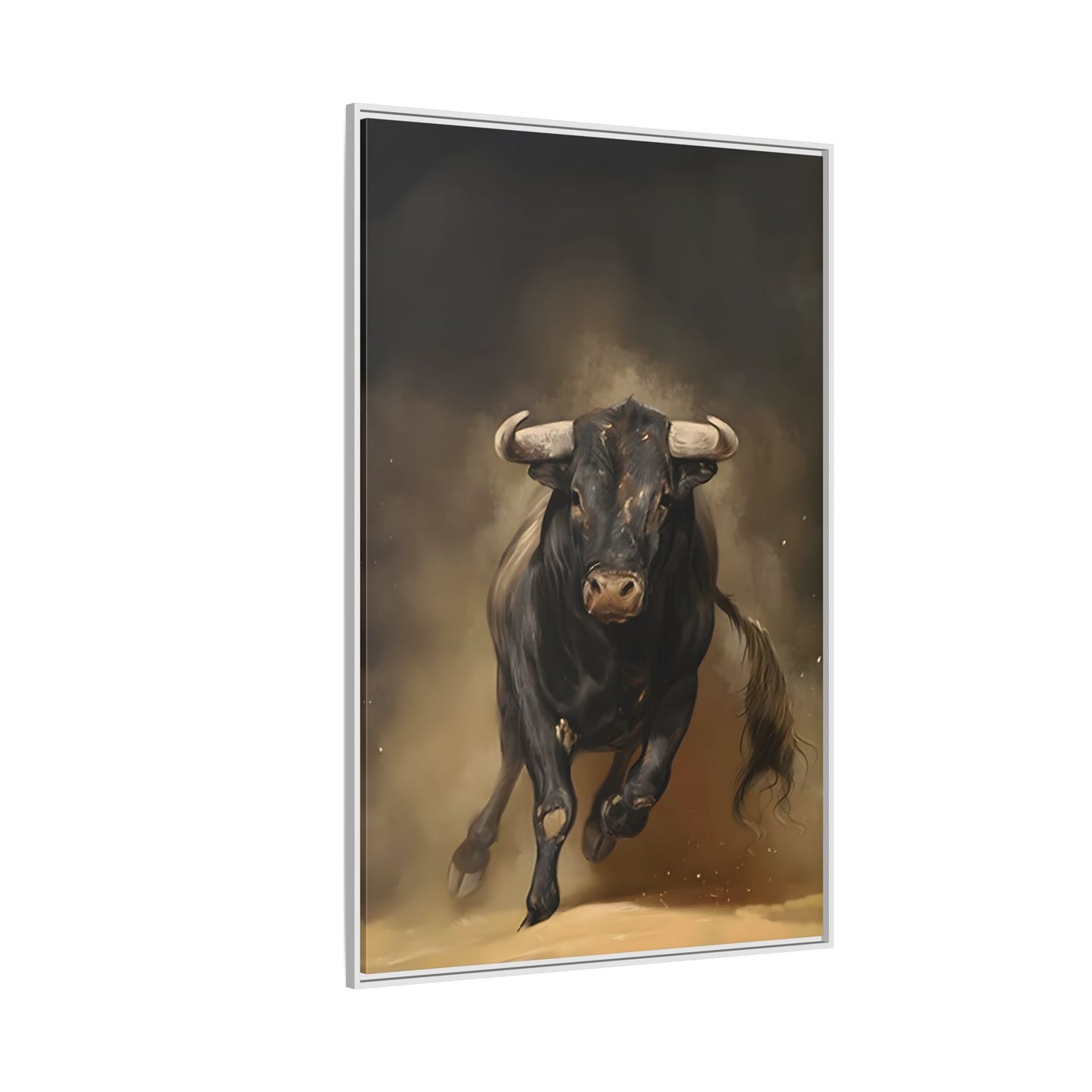 Bold Bull Canvas Wall Art Print - Framed Classical Home Decor