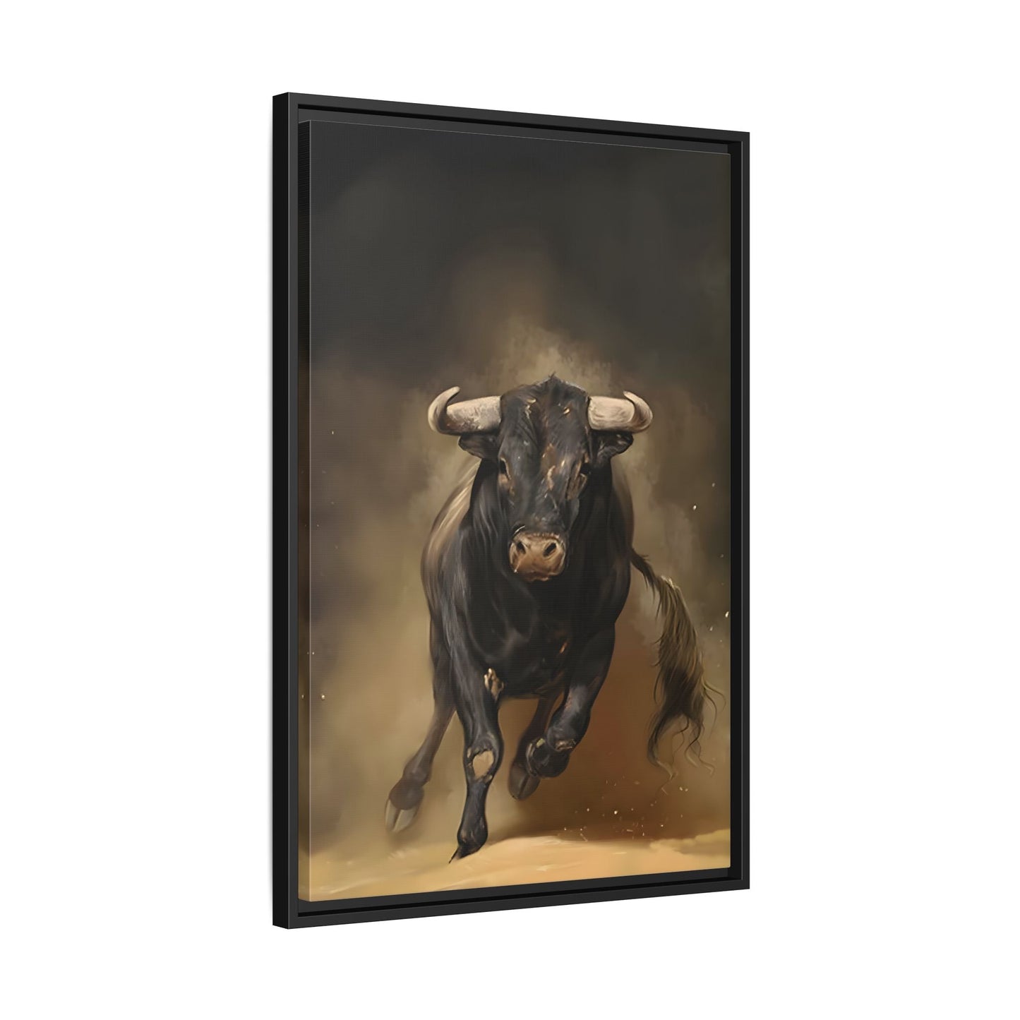 Bold Bull Canvas Wall Art Print - Framed Classical Home Decor