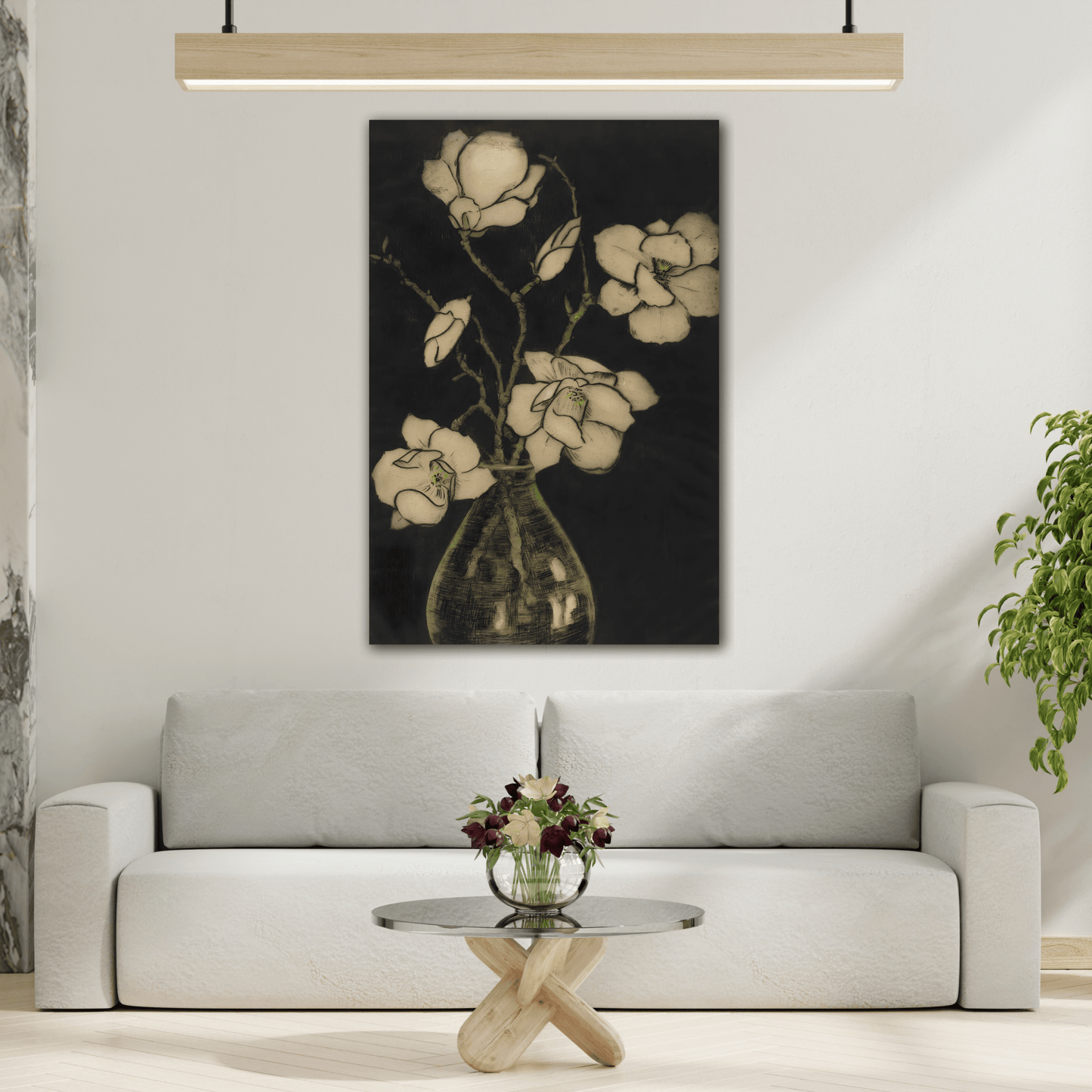 Botanical Canvas Print - Large Vintage Floral Wall Art