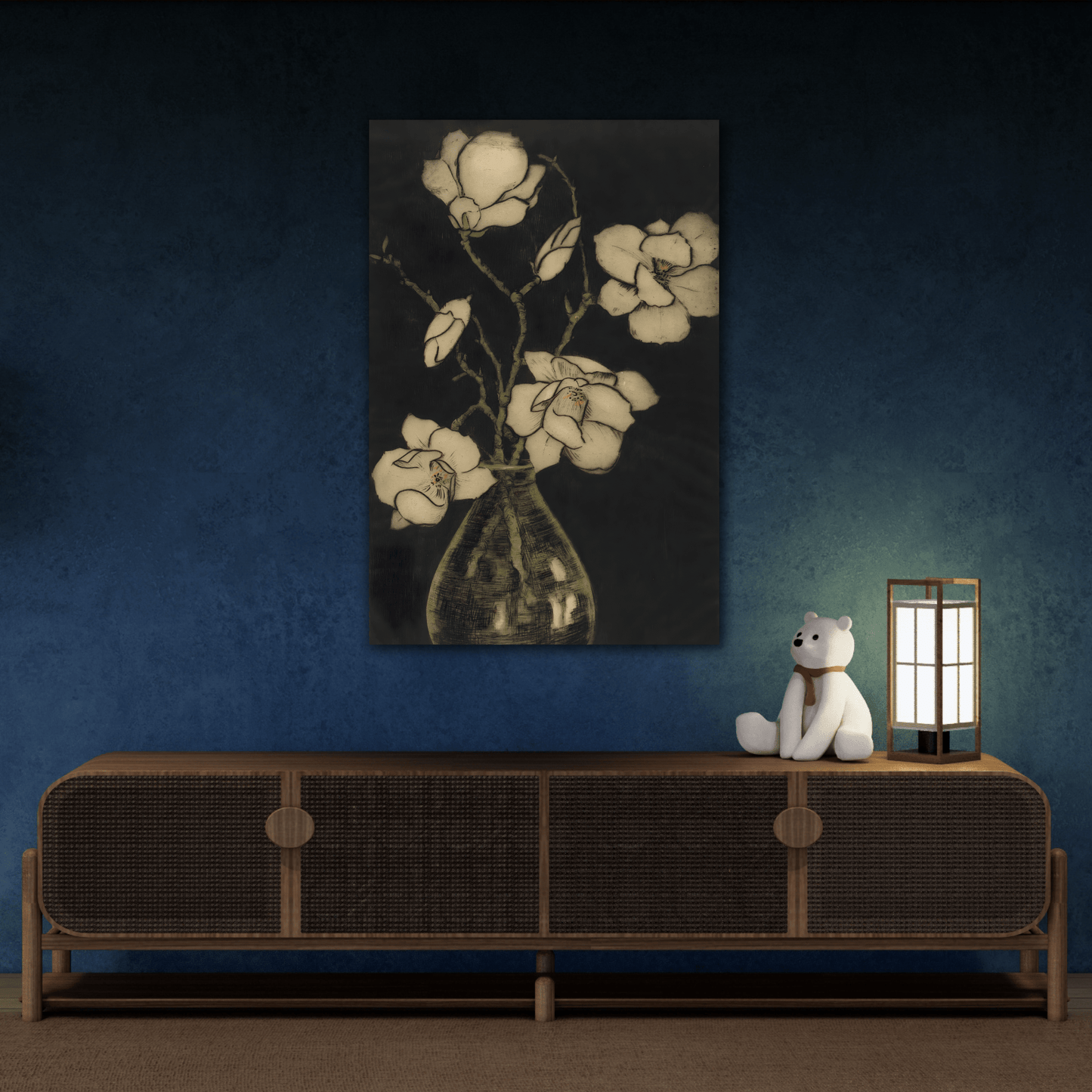Botanical Canvas Print - Large Vintage Floral Wall Art