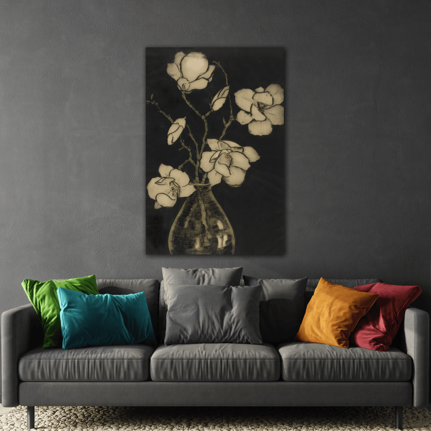 Botanical Canvas Print - Large Vintage Floral Wall Art
