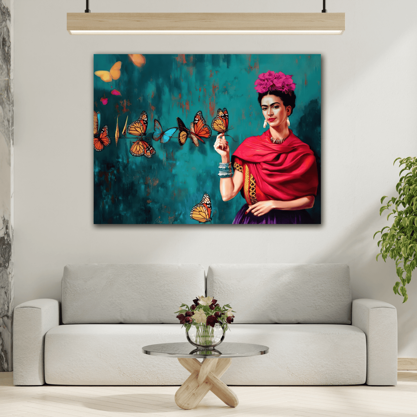 Butterfly Canvas Wall Art - Vibrant Kahlo Home Decor Print