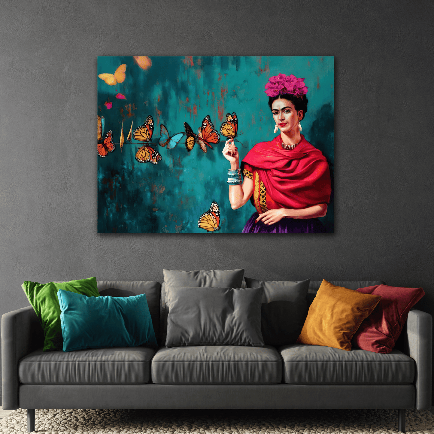 Butterfly Canvas Wall Art - Vibrant Kahlo Home Decor Print