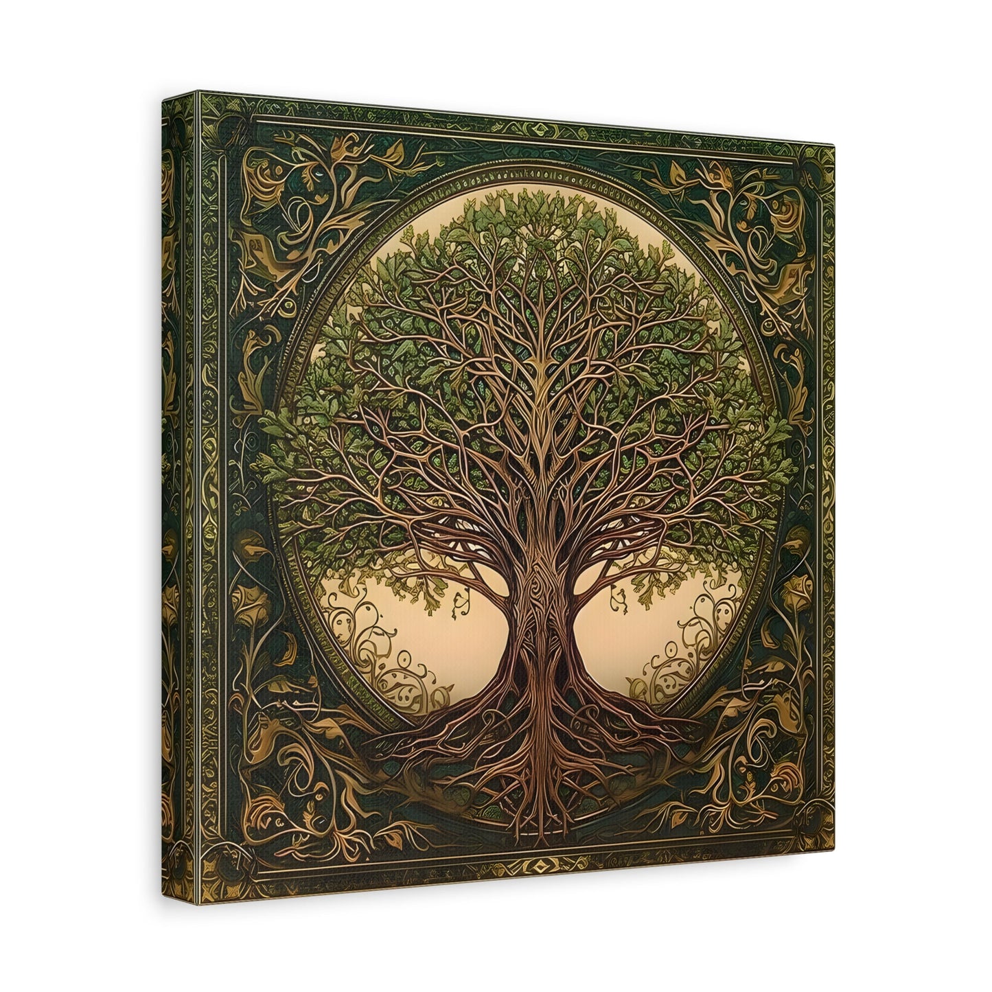 Canvas Wall Art Print, Tree of Life Celtic Norse Mythology Symbolic Mandala