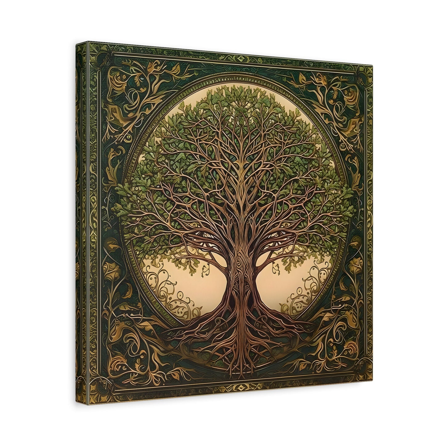 Canvas Wall Art Print, Tree of Life Celtic Norse Mythology Symbolic Mandala