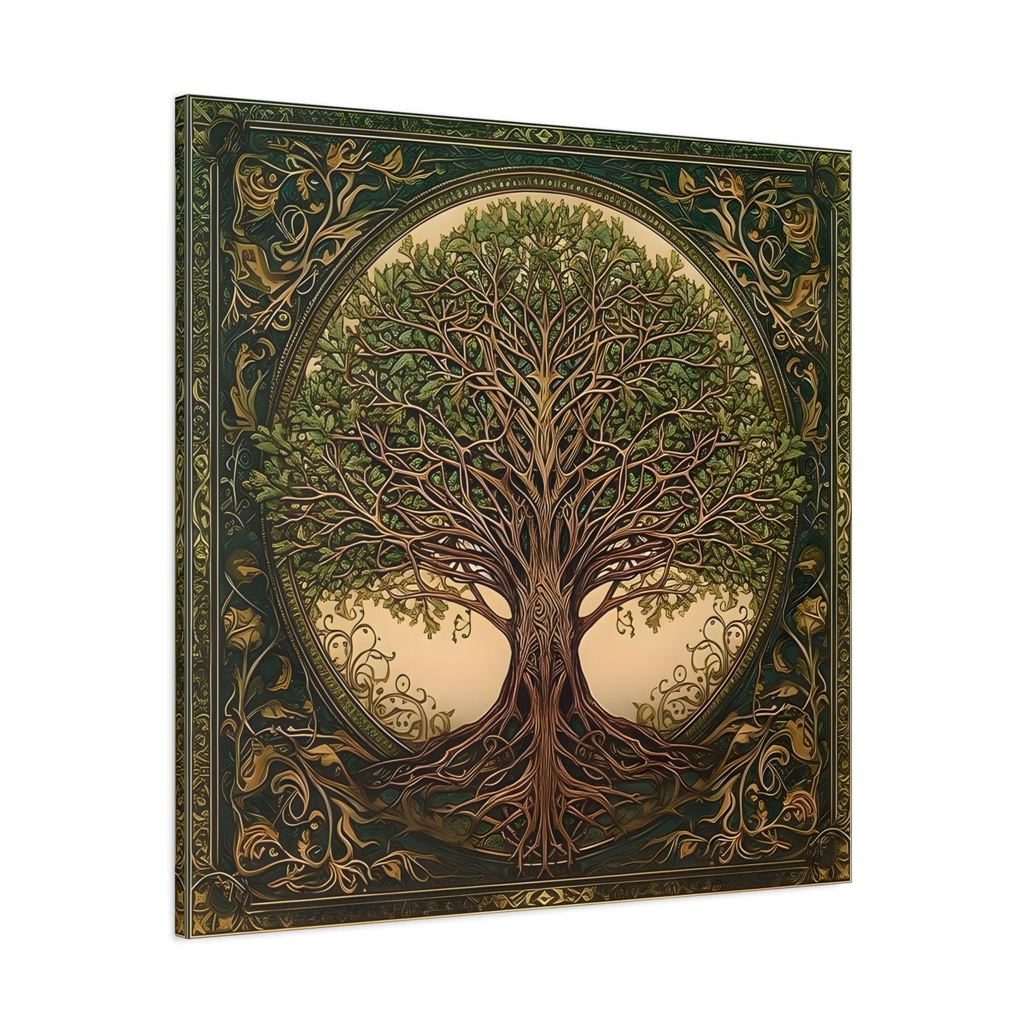 Canvas Wall Art Print, Tree of Life Celtic Norse Mythology Symbolic Mandala