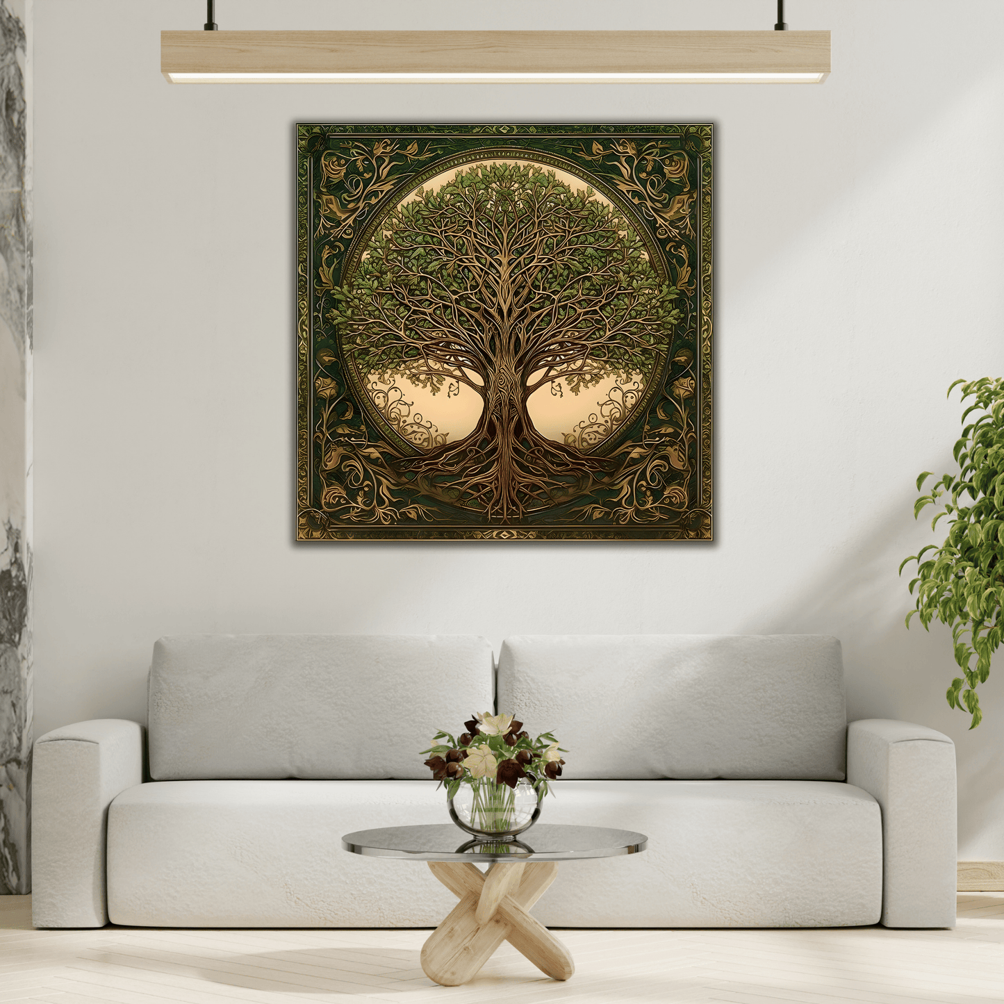 Canvas Wall Art Print, Tree of Life Celtic Norse Mythology Symbolic Mandala