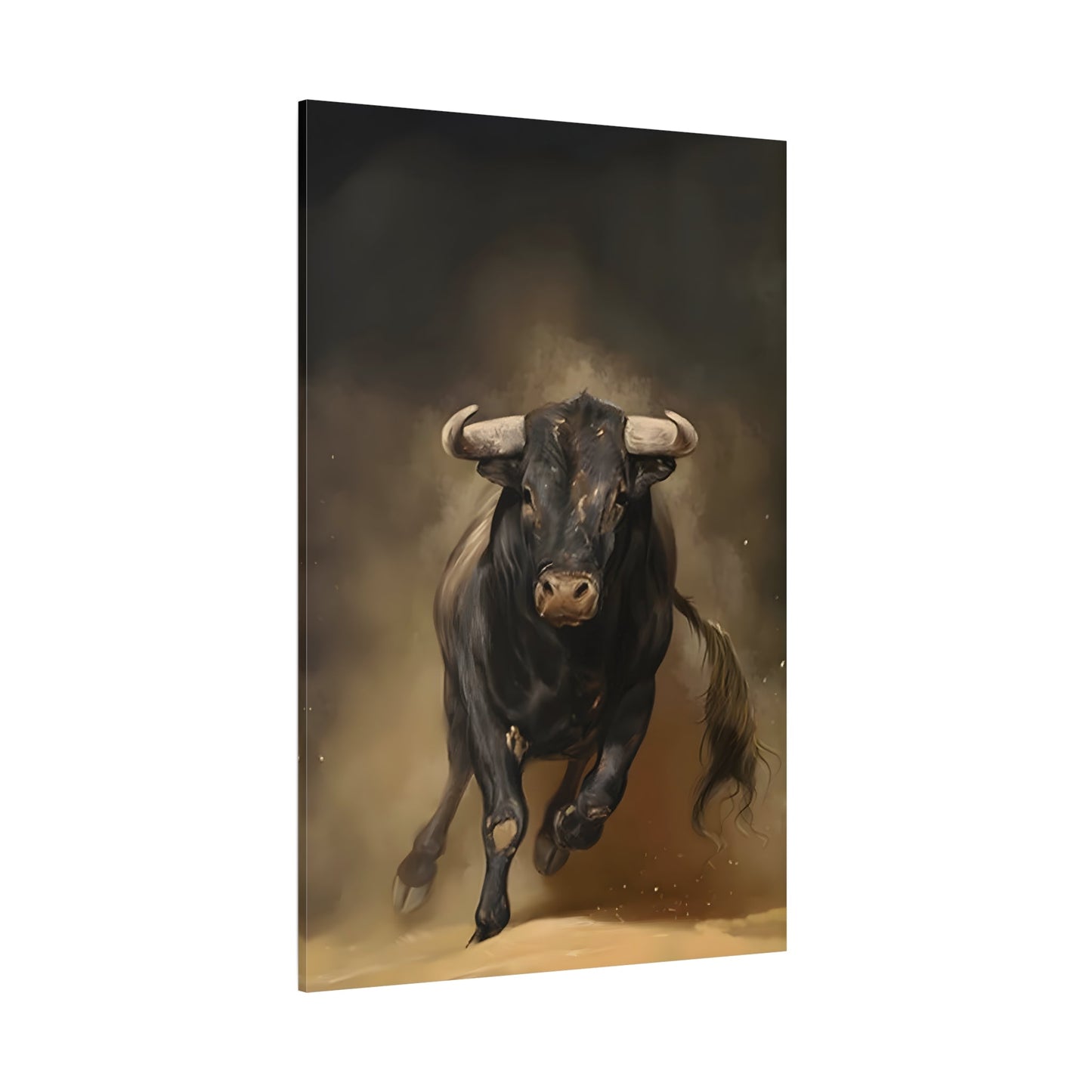Classical Bull Charging Canvas Print - Large Animal Artwork for Home Decor