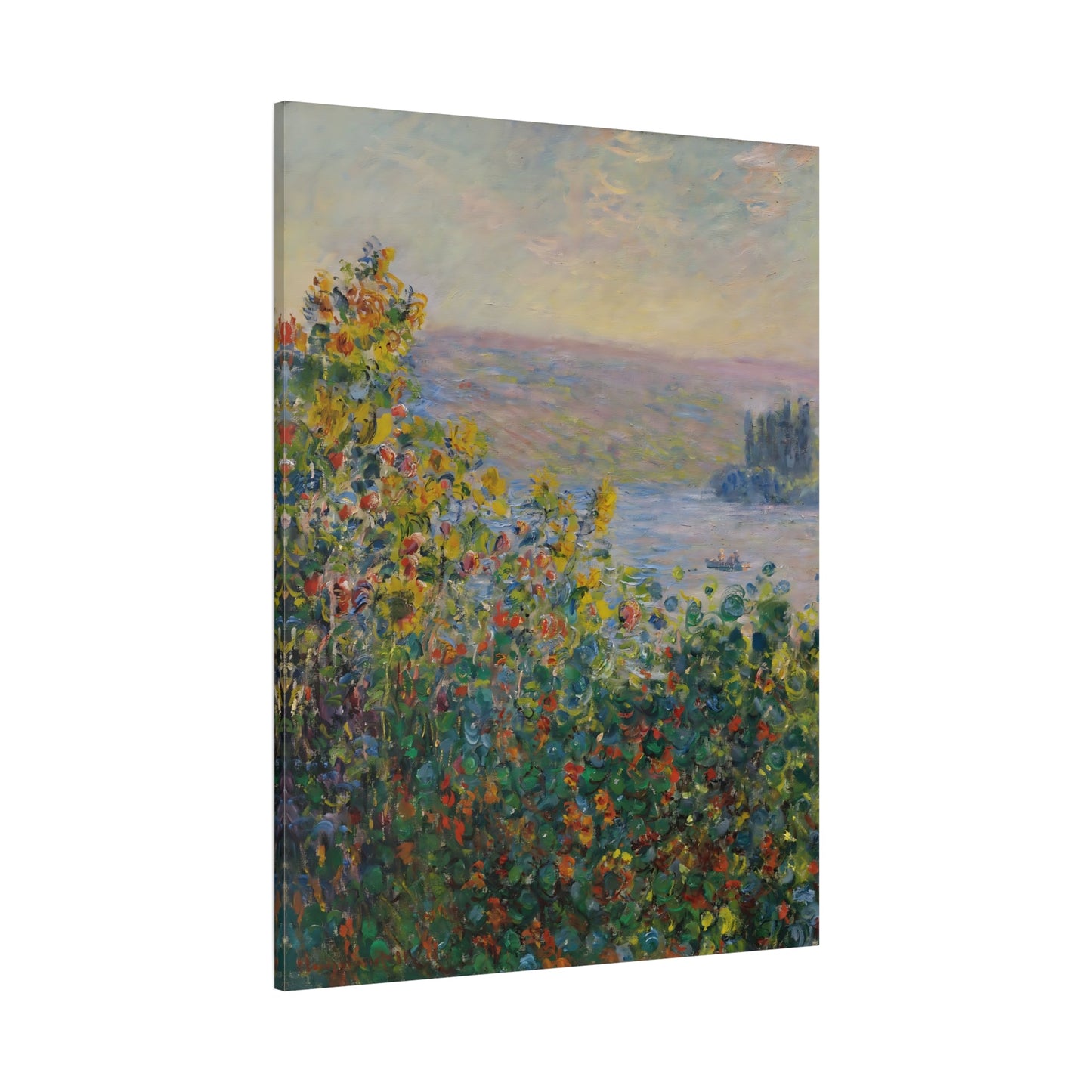 Claude Monet Flower Beds at Vetheuil Canvas Wall Art Print