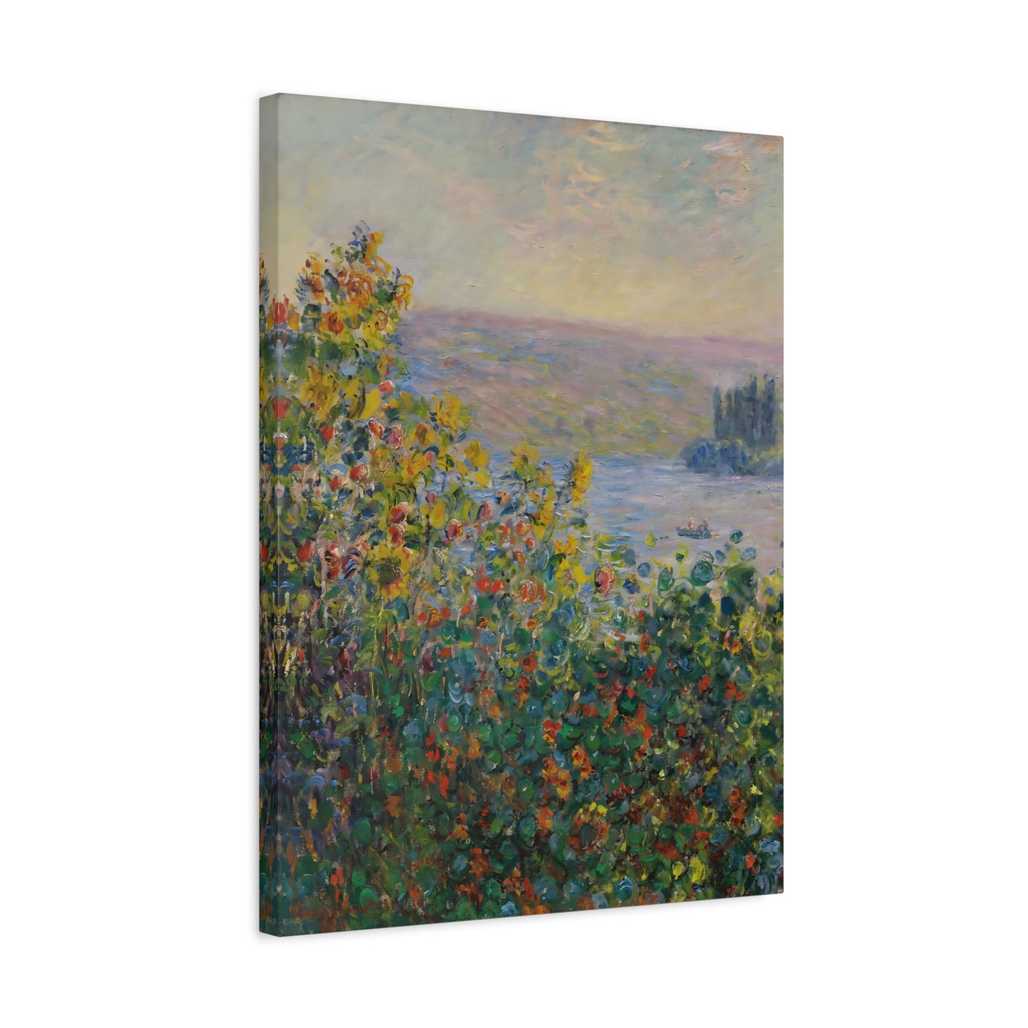 Claude Monet Flower Beds at Vetheuil Canvas Wall Art Print