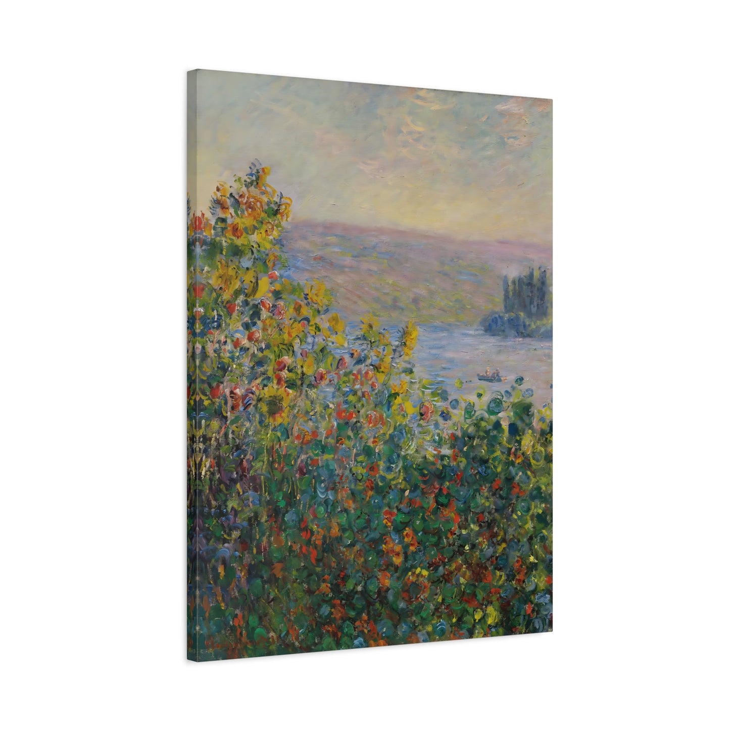 Claude Monet Flower Beds at Vetheuil Canvas Wall Art Print