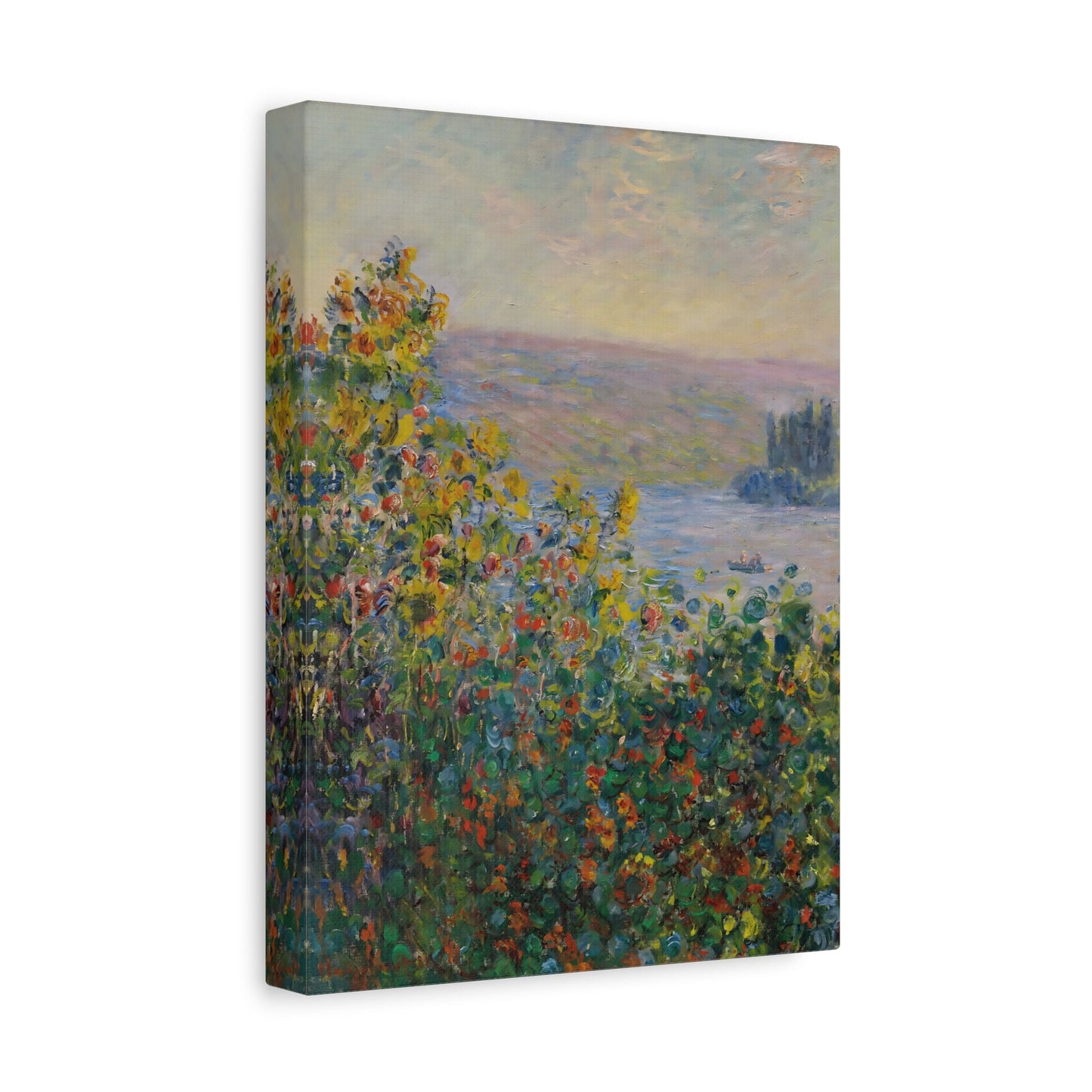 Claude Monet Flower Beds at Vetheuil Canvas Wall Art Print