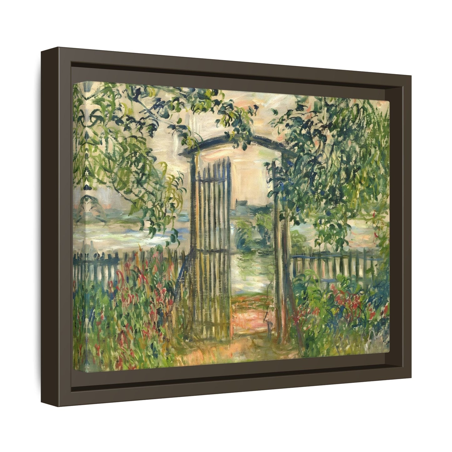 Claude Monet Garden Gate at Vetheuil - Framed Canvas Wall Art Print