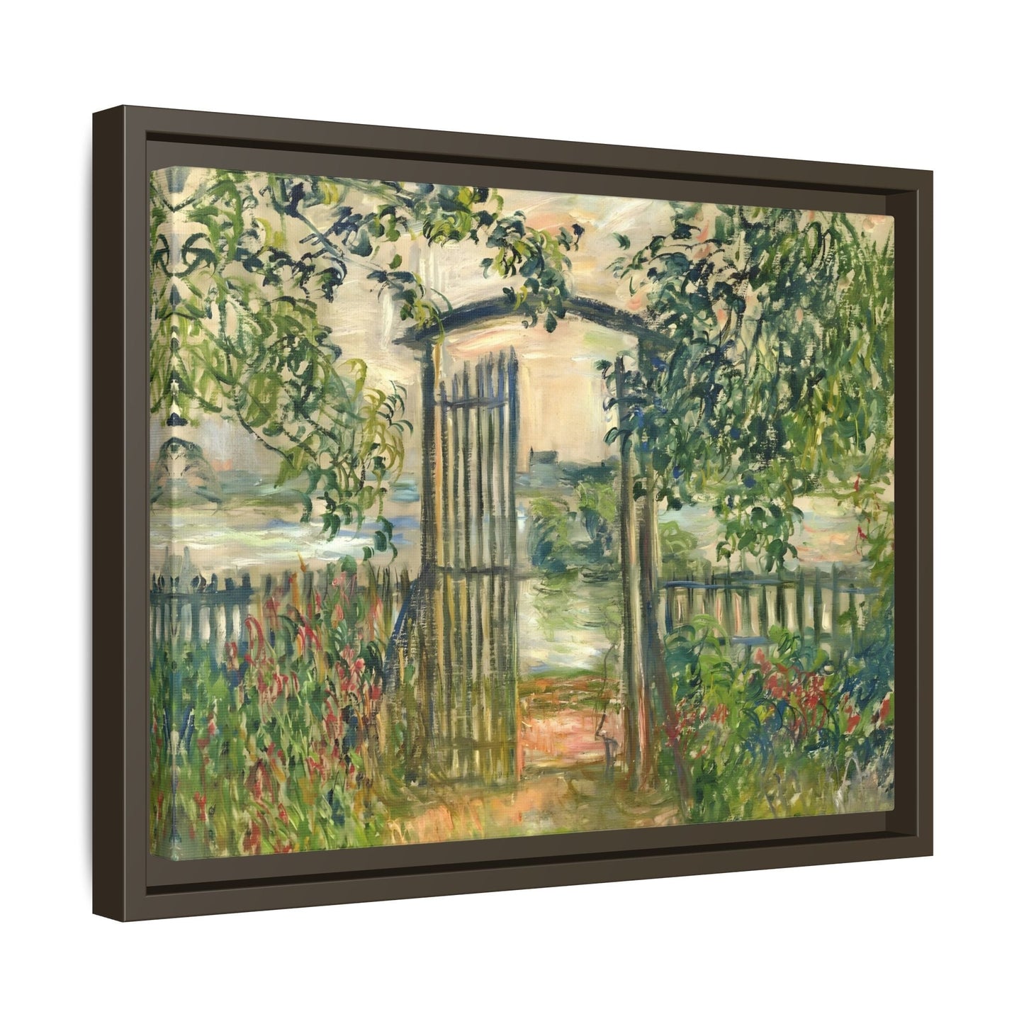 Claude Monet Garden Gate at Vetheuil - Framed Canvas Wall Art Print
