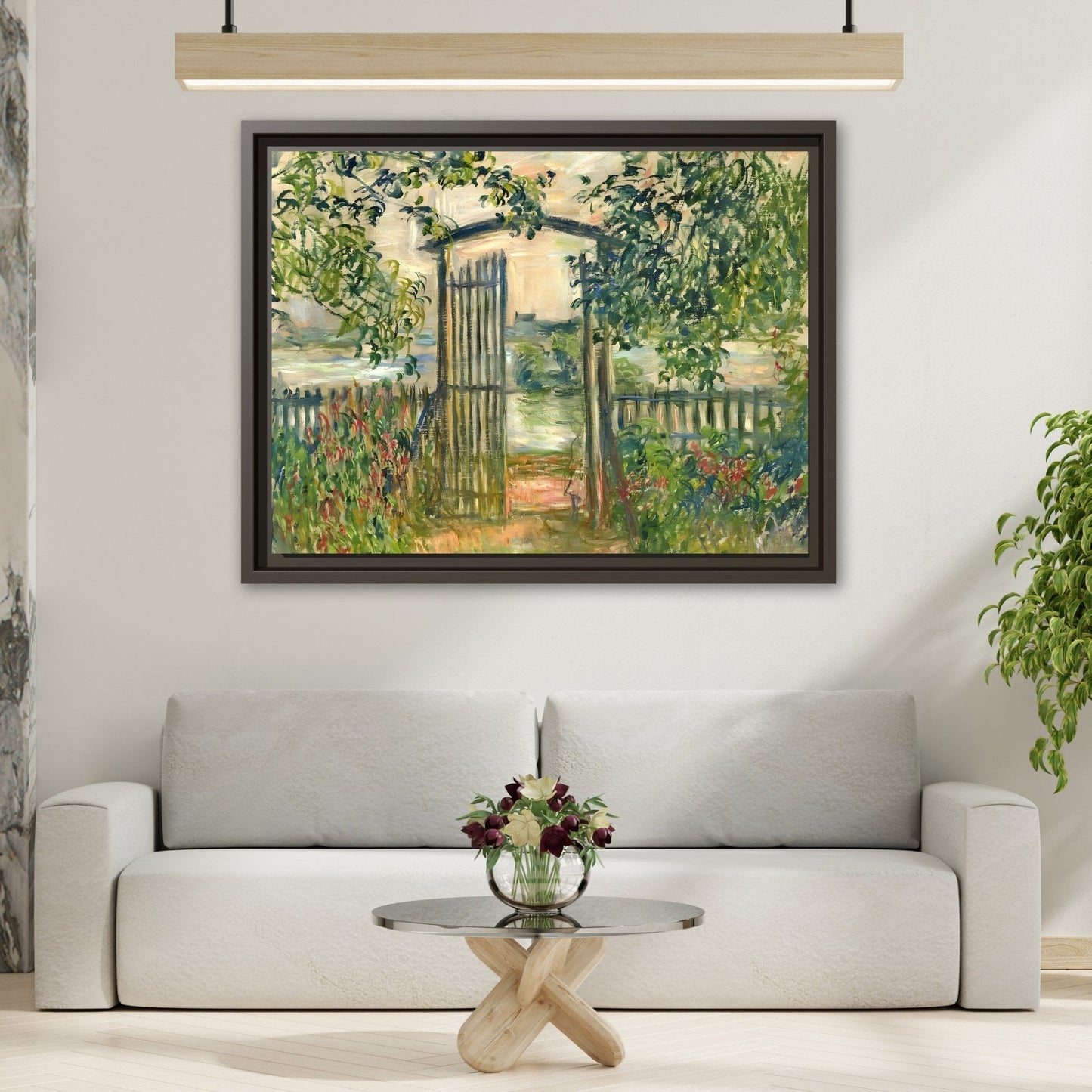 Claude Monet Garden Gate at Vetheuil - Framed Canvas Wall Art Print