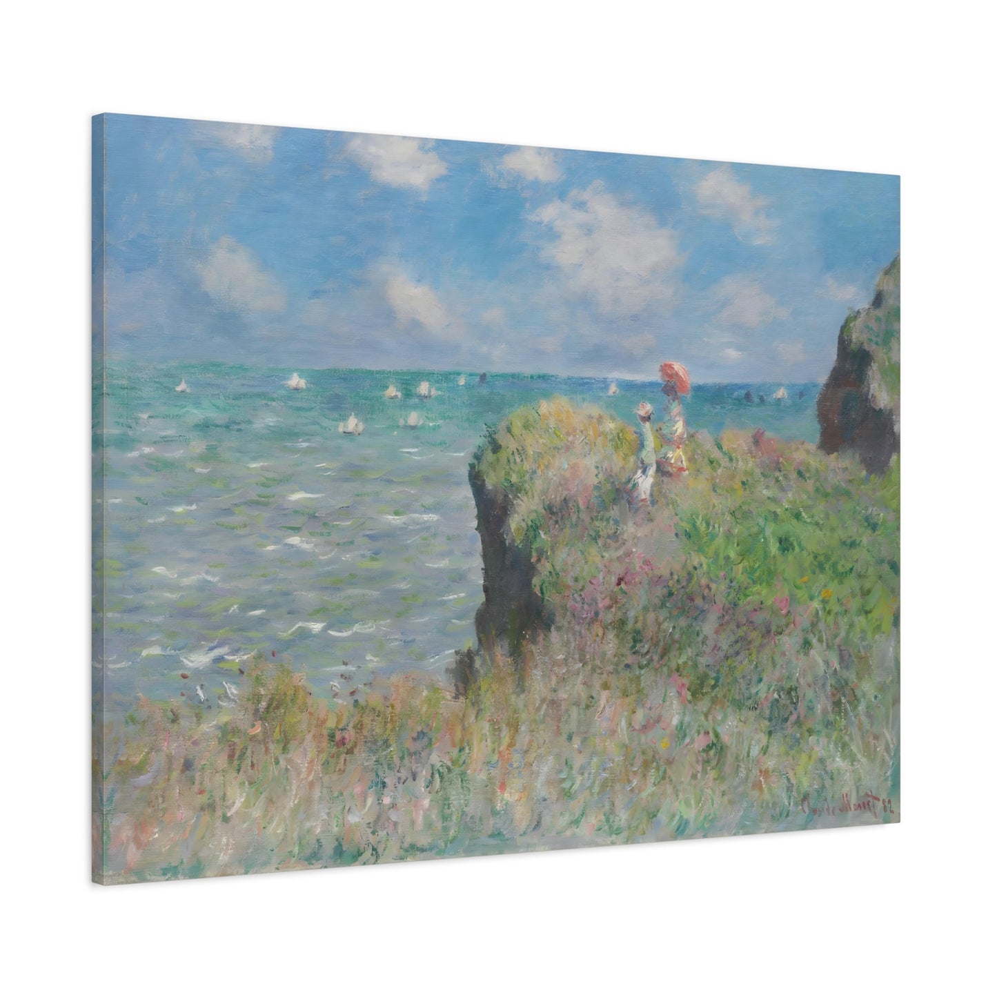 Cliff Walk at Pourville Monet Landscape Canvas Wall Art Prints