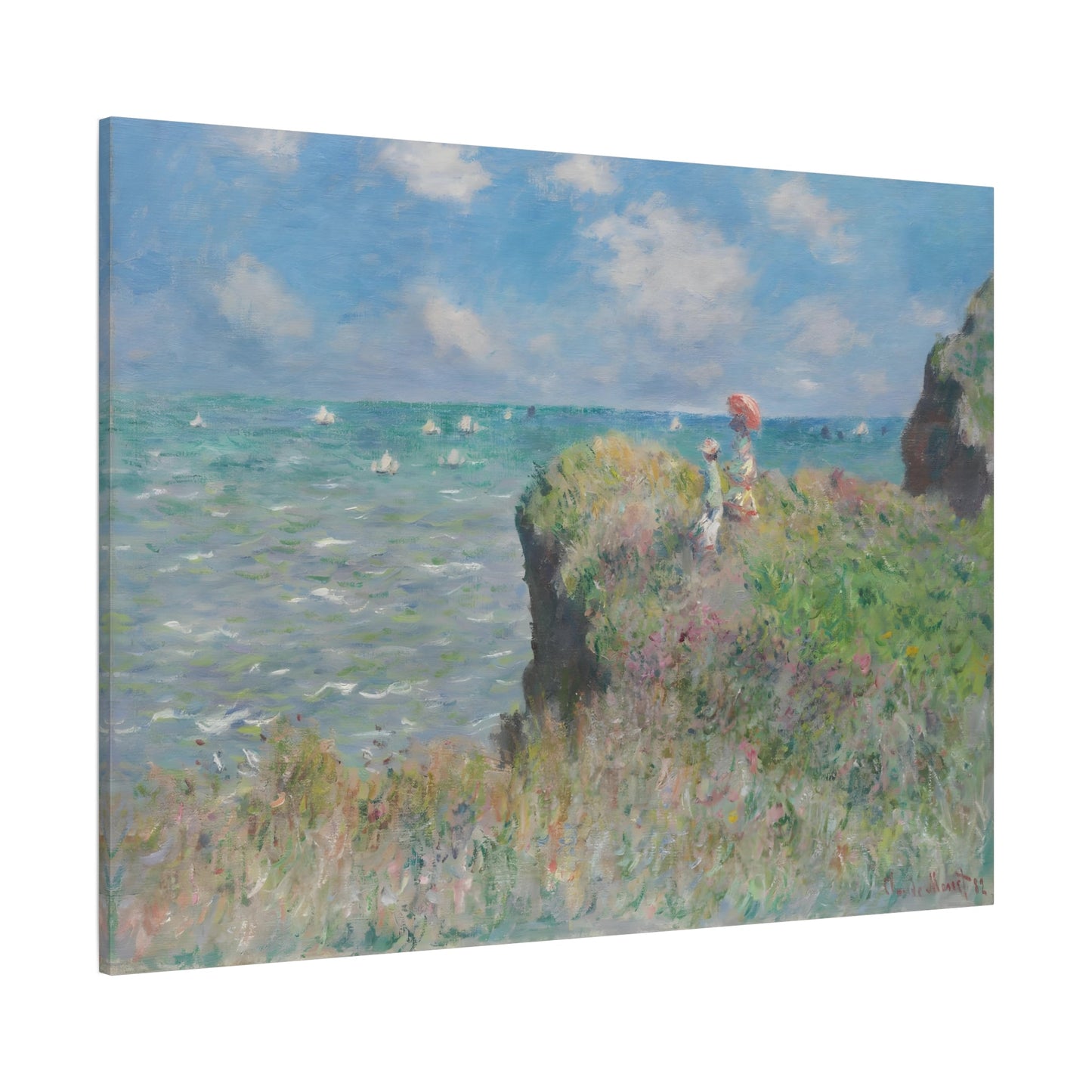 Cliff Walk at Pourville Monet Landscape Canvas Wall Art Prints