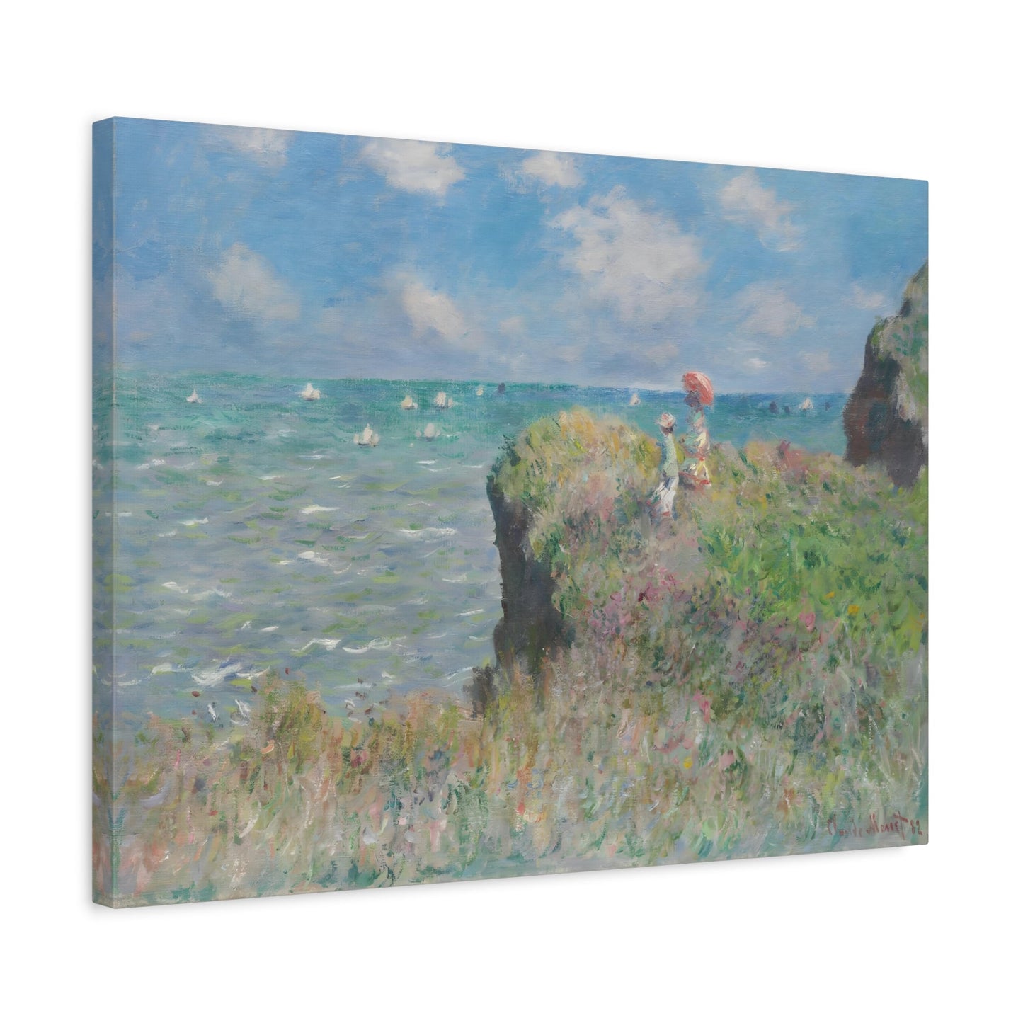Cliff Walk at Pourville Monet Landscape Canvas Wall Art Prints