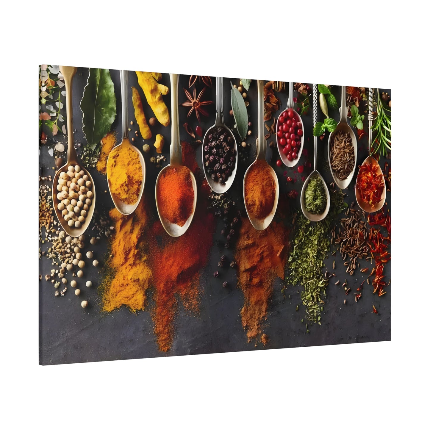 Colorful Spices Framed Canvas Wall Art Print - Kitchen Paintings Decor