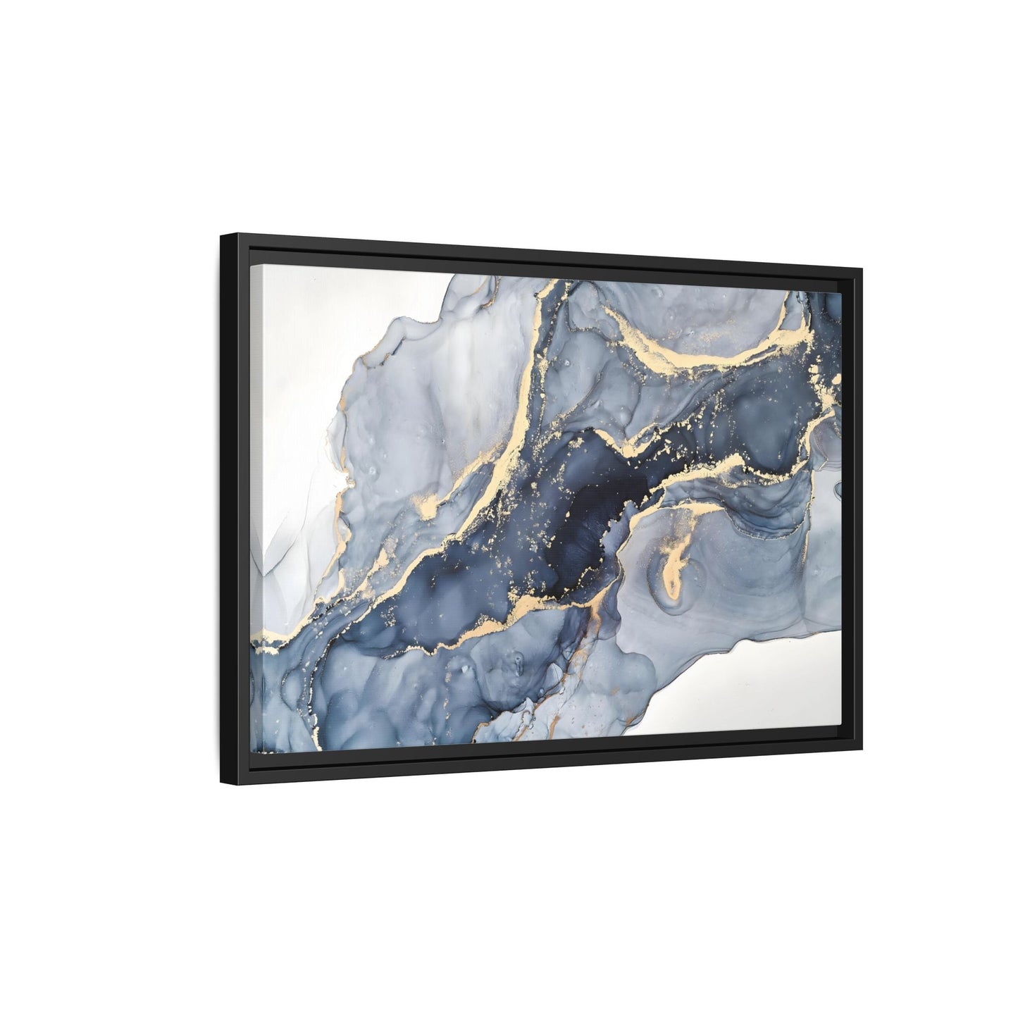 Cream Blue Marble Canvas Prints - Abstract Large Gold Home Wall Art