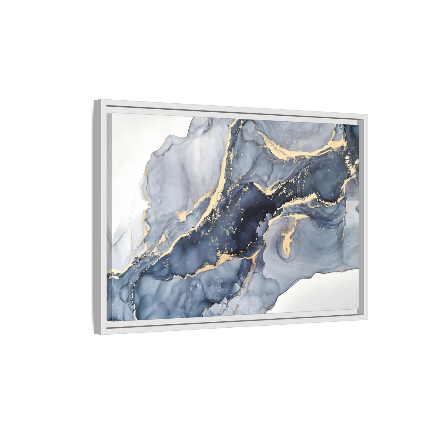 Cream Blue Marble Canvas Prints - Abstract Large Gold Home Wall Art