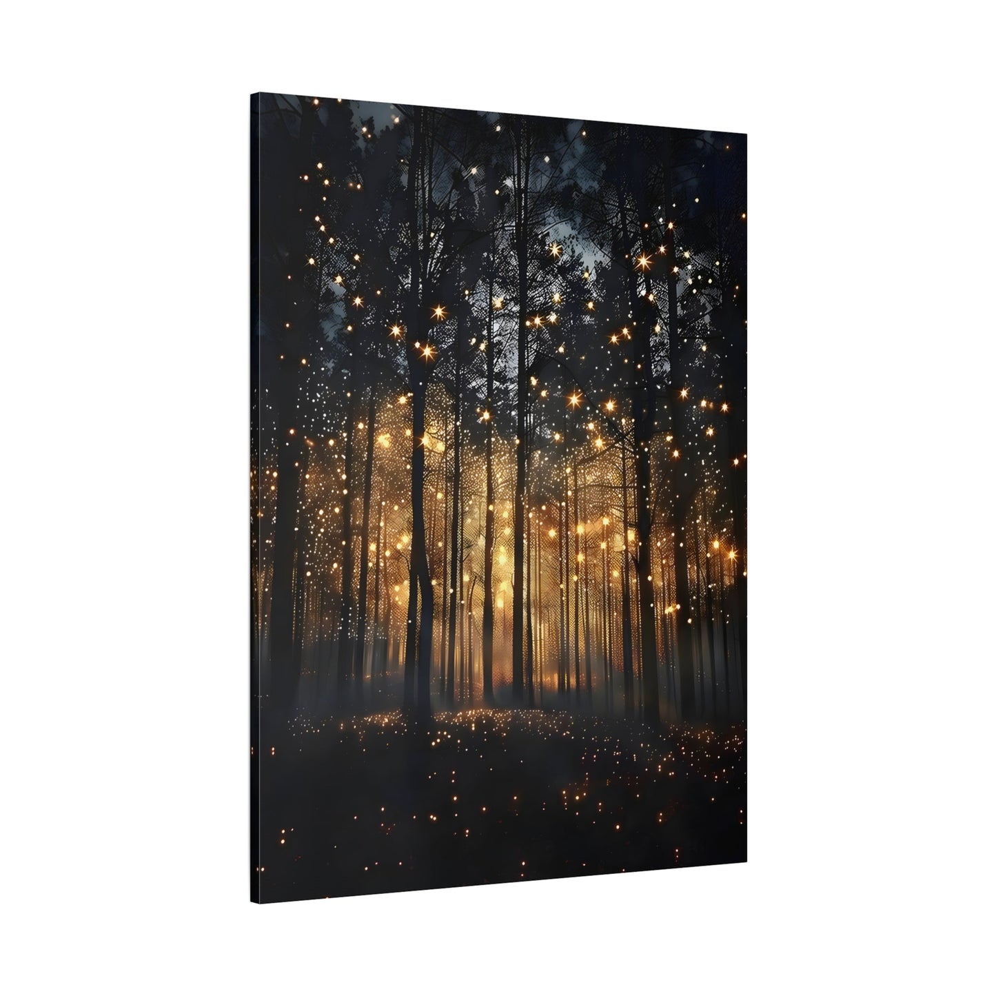 Enchanted Botanical Forest Firefly Canvas Wall Art Print - Artful Nature Fireflies