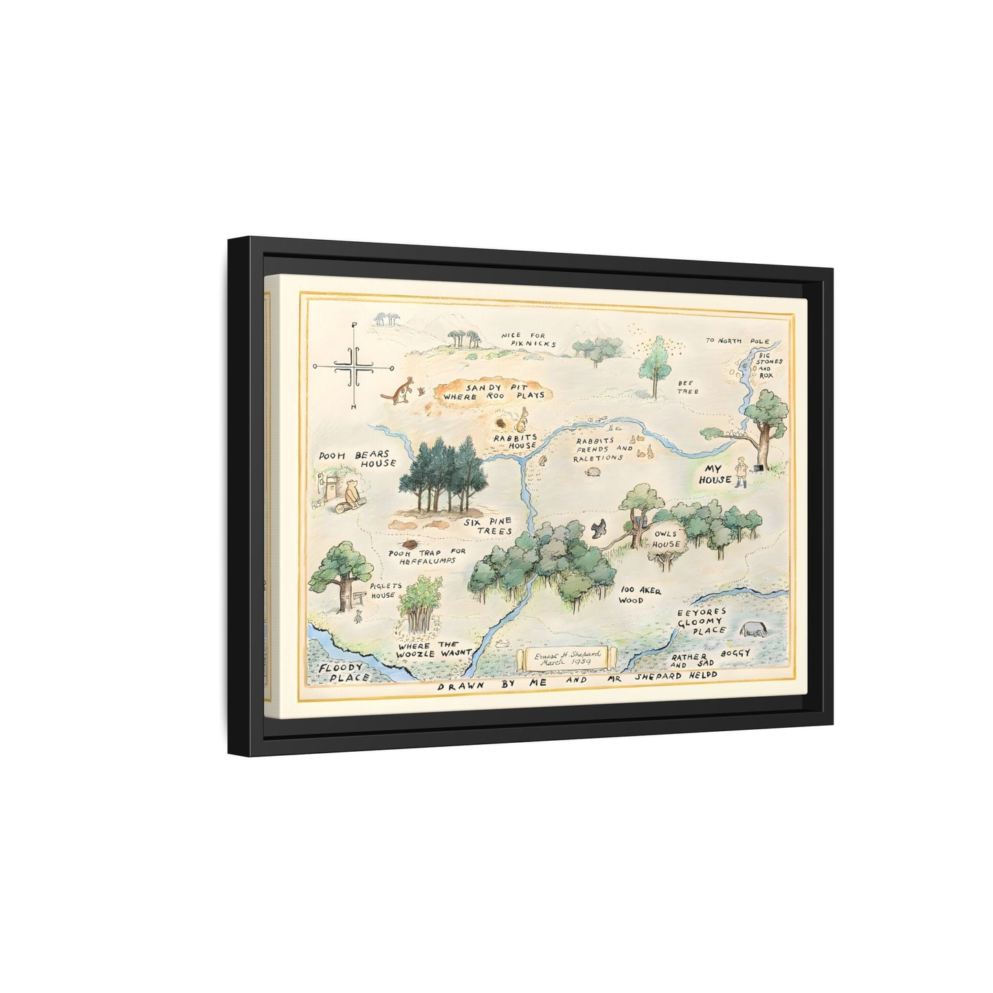 Fairytale 100 Aker Canvas Wall Art Print - Framed Acre Vintage Kids Room