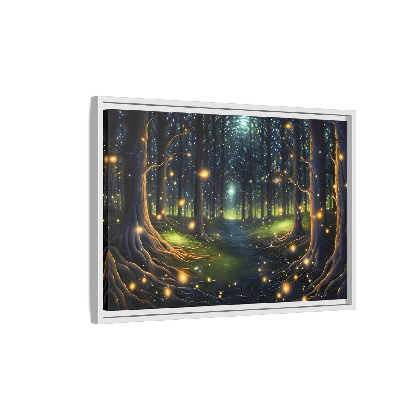 Fireflies Magic Trail Canvas Print, Electric Forest Illumination Wall Art