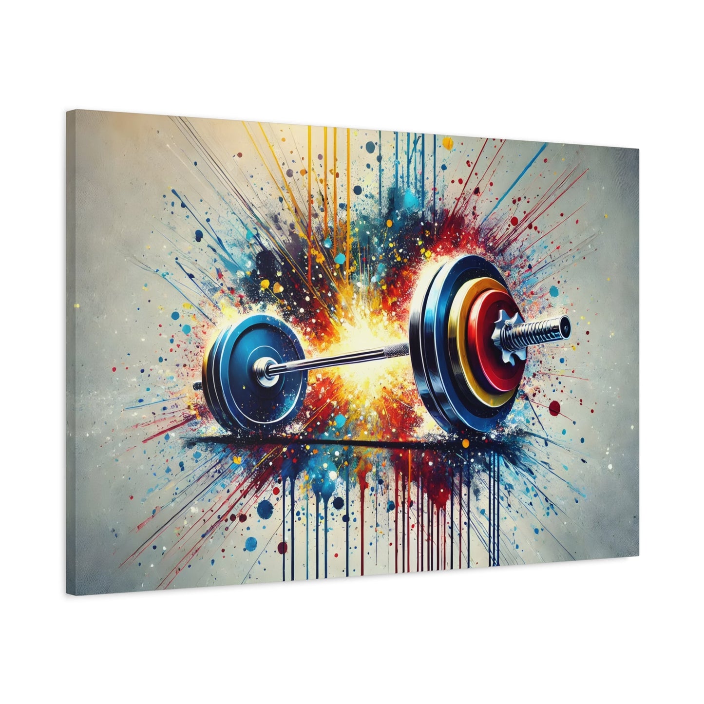 Fitness Weightlifting Canvas Workout Wall Art - Gym Abstract Barbell Painting Print