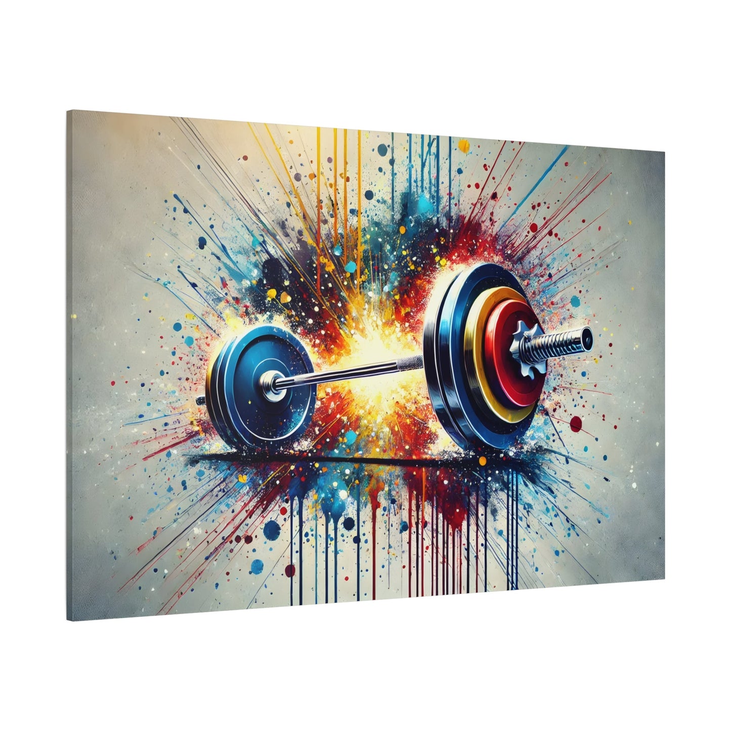 Fitness Weightlifting Canvas Workout Wall Art - Gym Abstract Barbell Painting Print