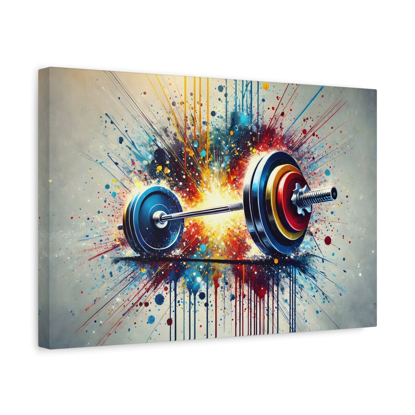 Fitness Weightlifting Canvas Workout Wall Art - Gym Abstract Barbell Painting Print