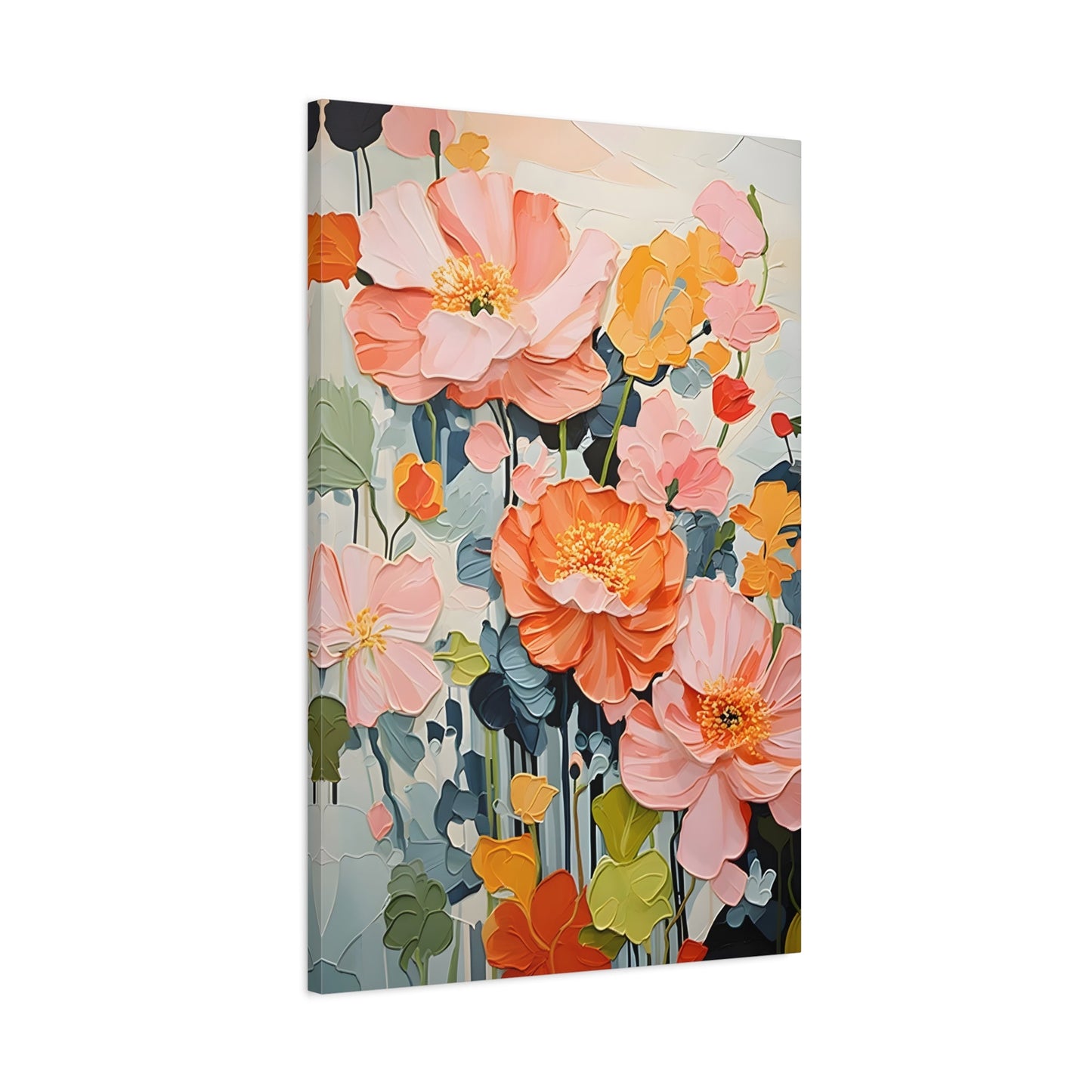 Floral Boho Canvas Wall Art - Vibrant Minimalist Flowers Print