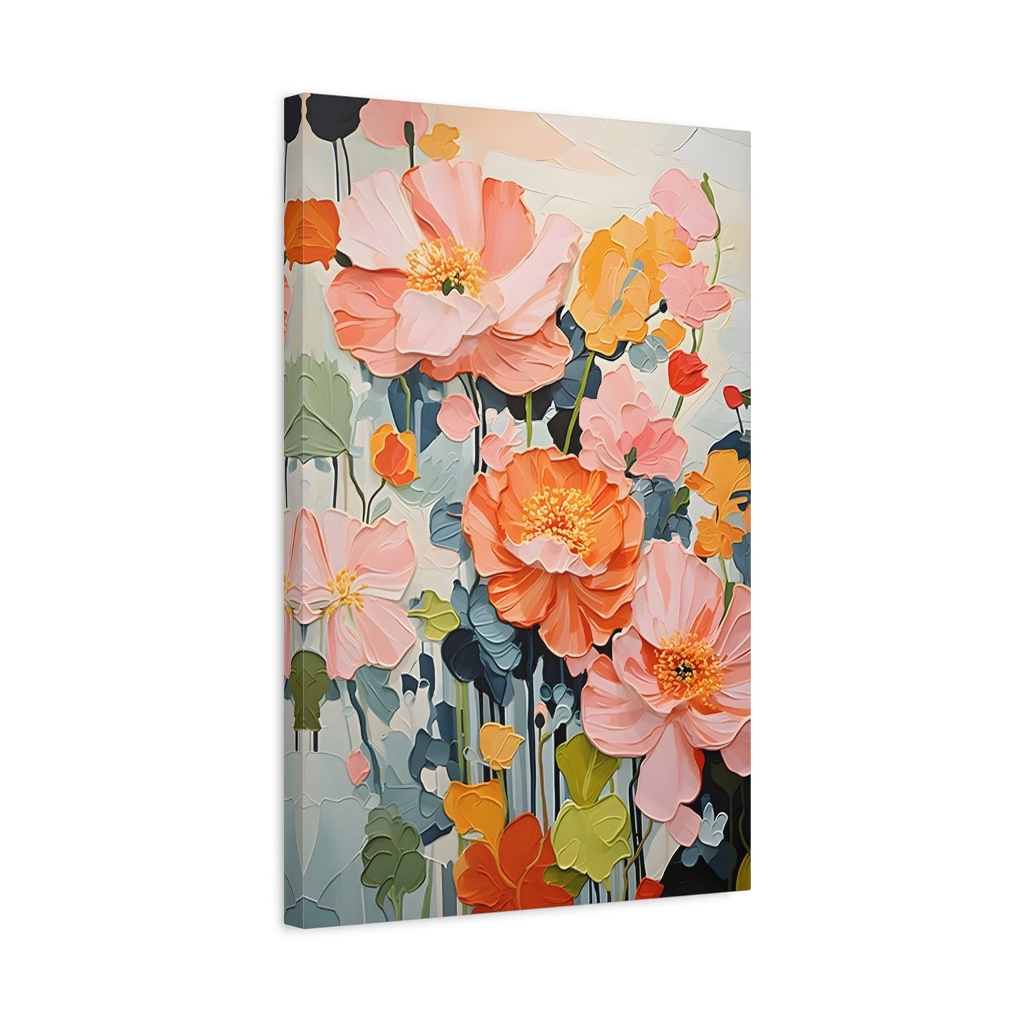 Floral Boho Canvas Wall Art - Vibrant Minimalist Flowers Print