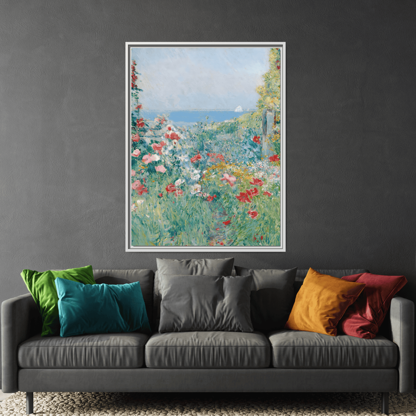 Flowers on Canvas Wall Art - Colorful Floral Landscape Print