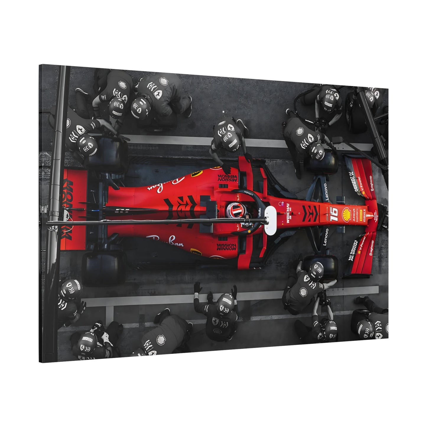 Formula 1 Pit Stop Canvas Wall Art Print - Ferrari F1 Leclerc Home Decor