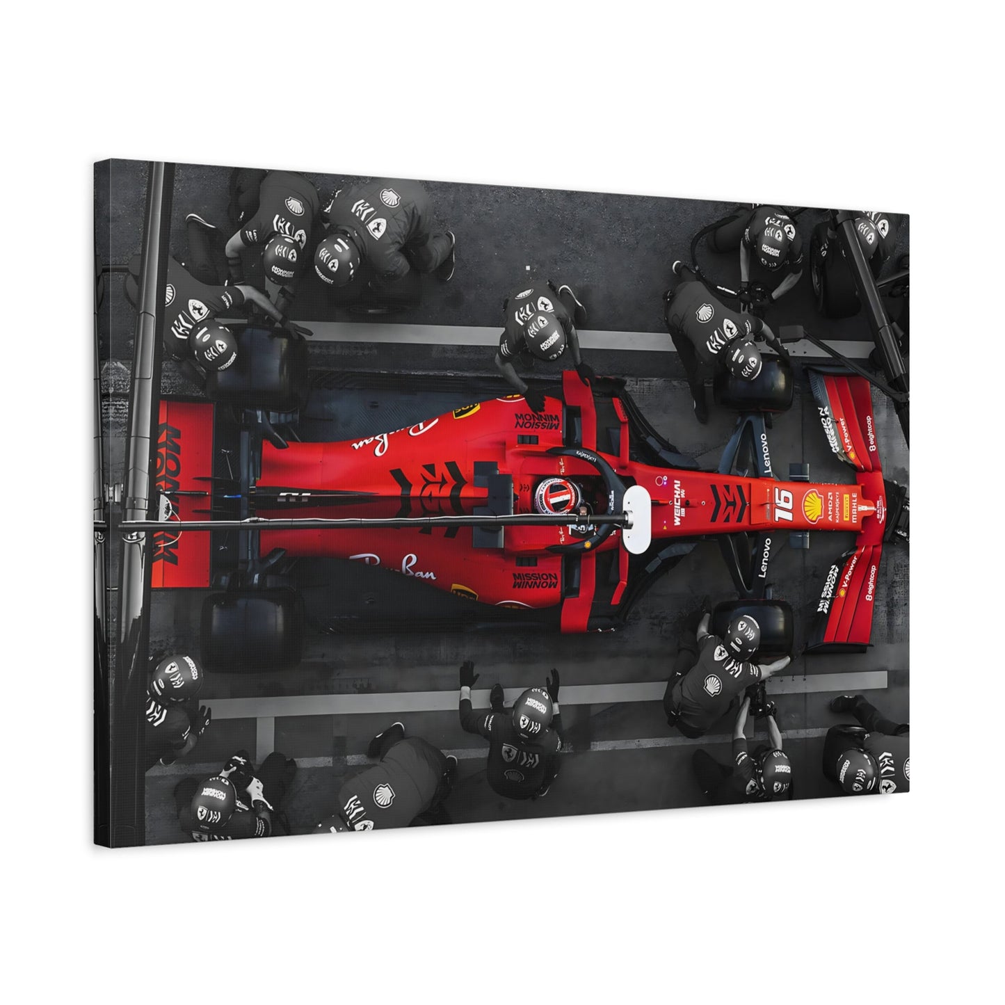 Formula 1 Pit Stop Canvas Wall Art Print - Ferrari F1 Leclerc Home Decor