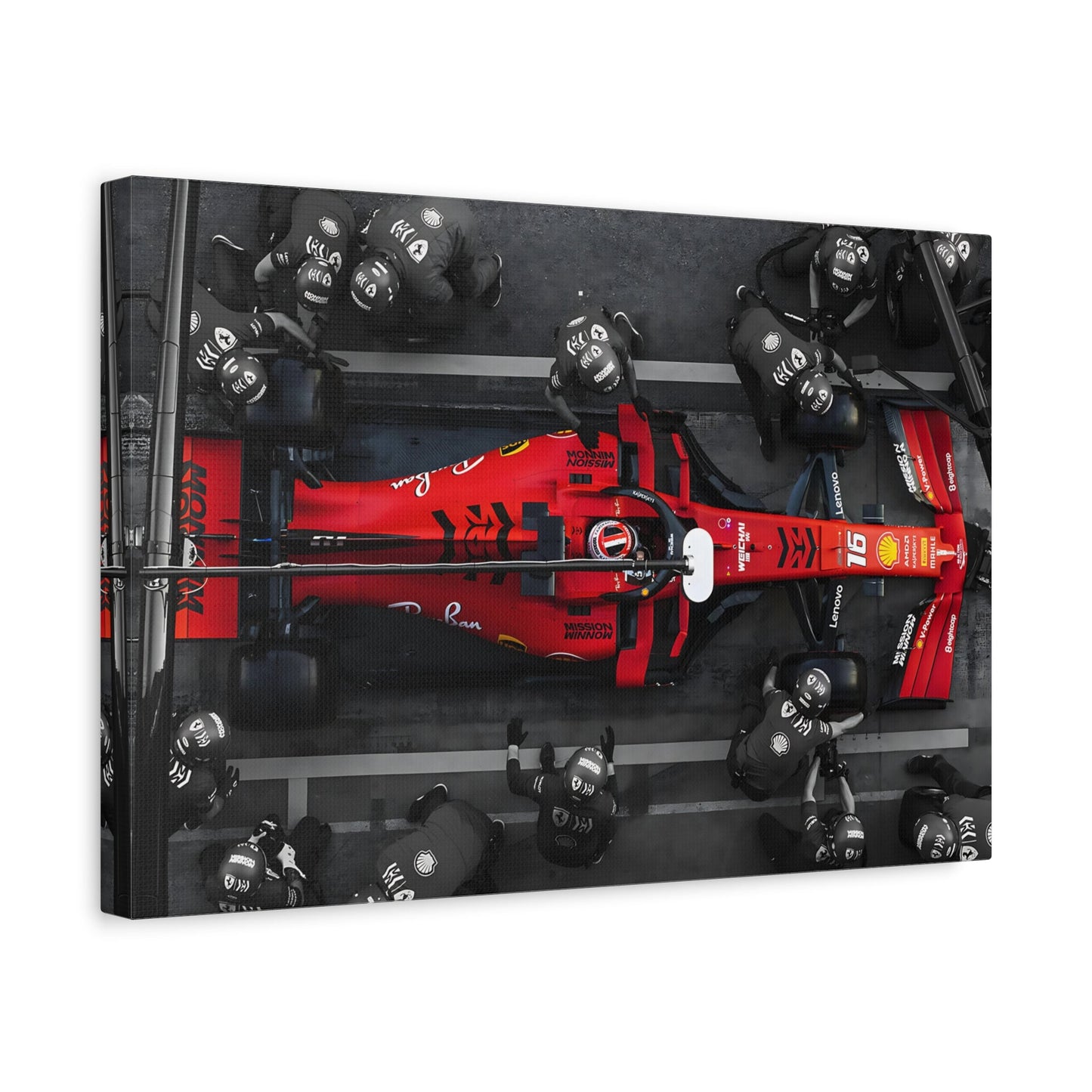Formula 1 Pit Stop Canvas Wall Art Print - Ferrari F1 Leclerc Home Decor