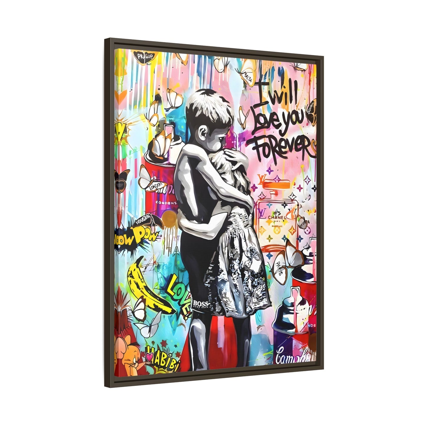 Framed Banksy Canvas Wall Pop Art Love Graffiti Street Prints