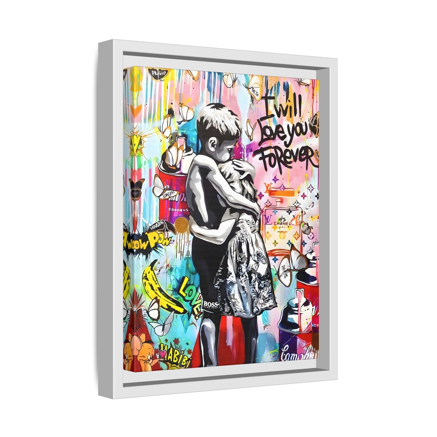 Framed Banksy Canvas Wall Pop Art Love Graffiti Street Prints