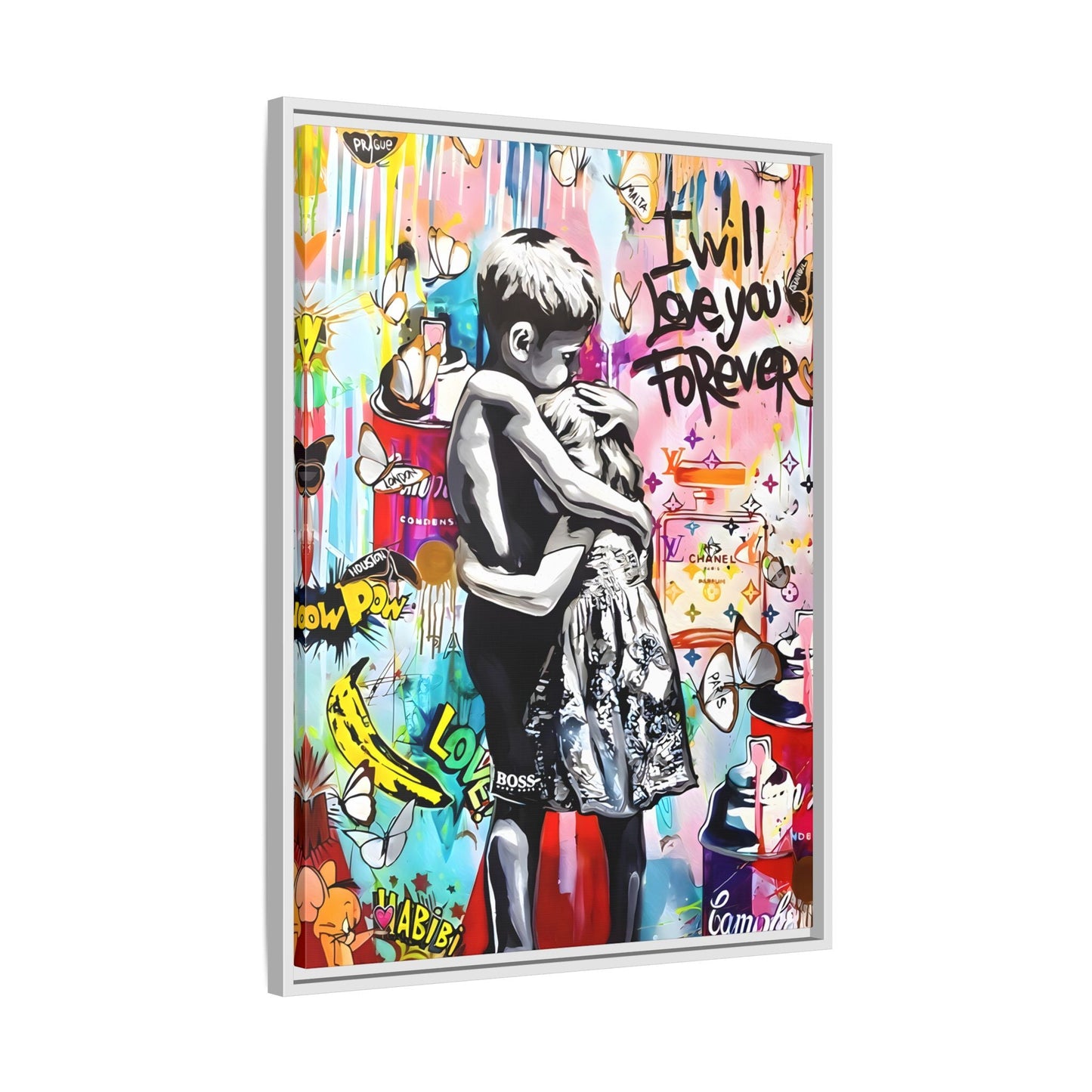 Framed Banksy Canvas Wall Pop Art Love Graffiti Street Prints