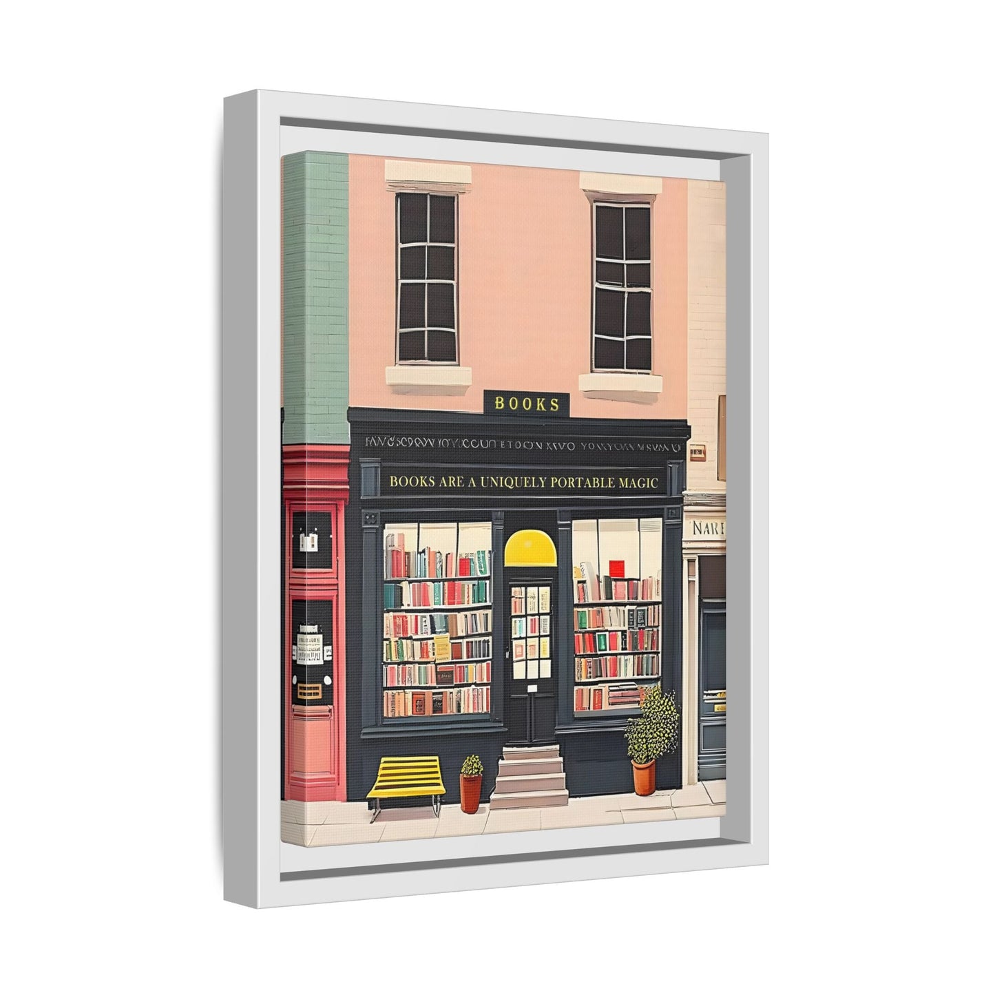 Framed Bookstore Canvas Art - Bookshop Reading Library Decor