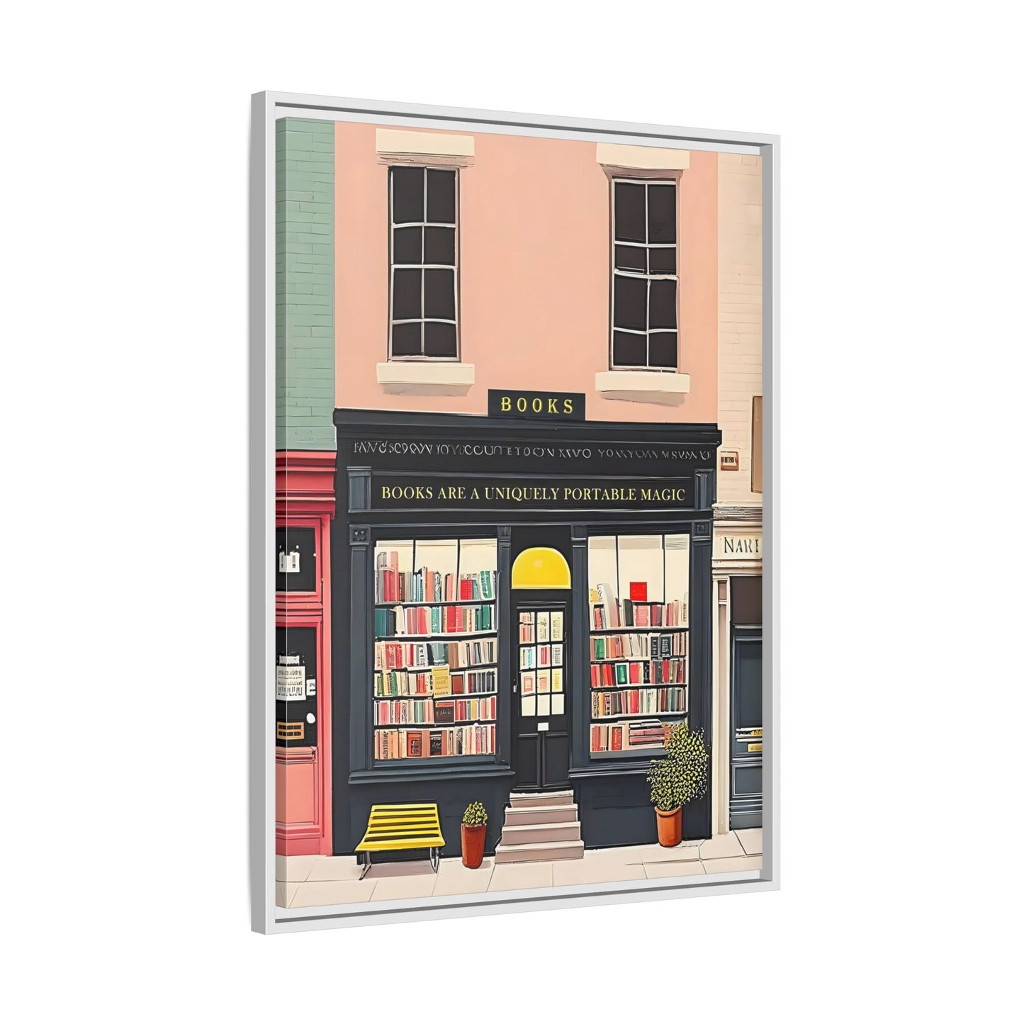 Framed Bookstore Canvas Art - Bookshop Reading Library Decor