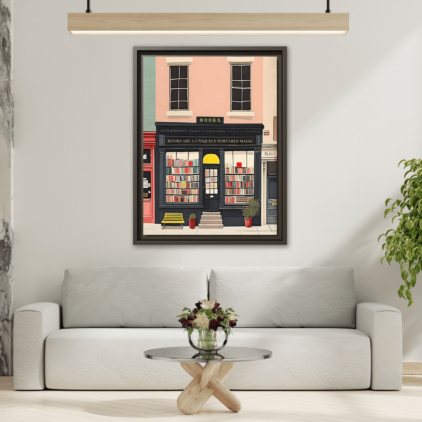 Framed Bookstore Canvas Art - Bookshop Reading Library Decor