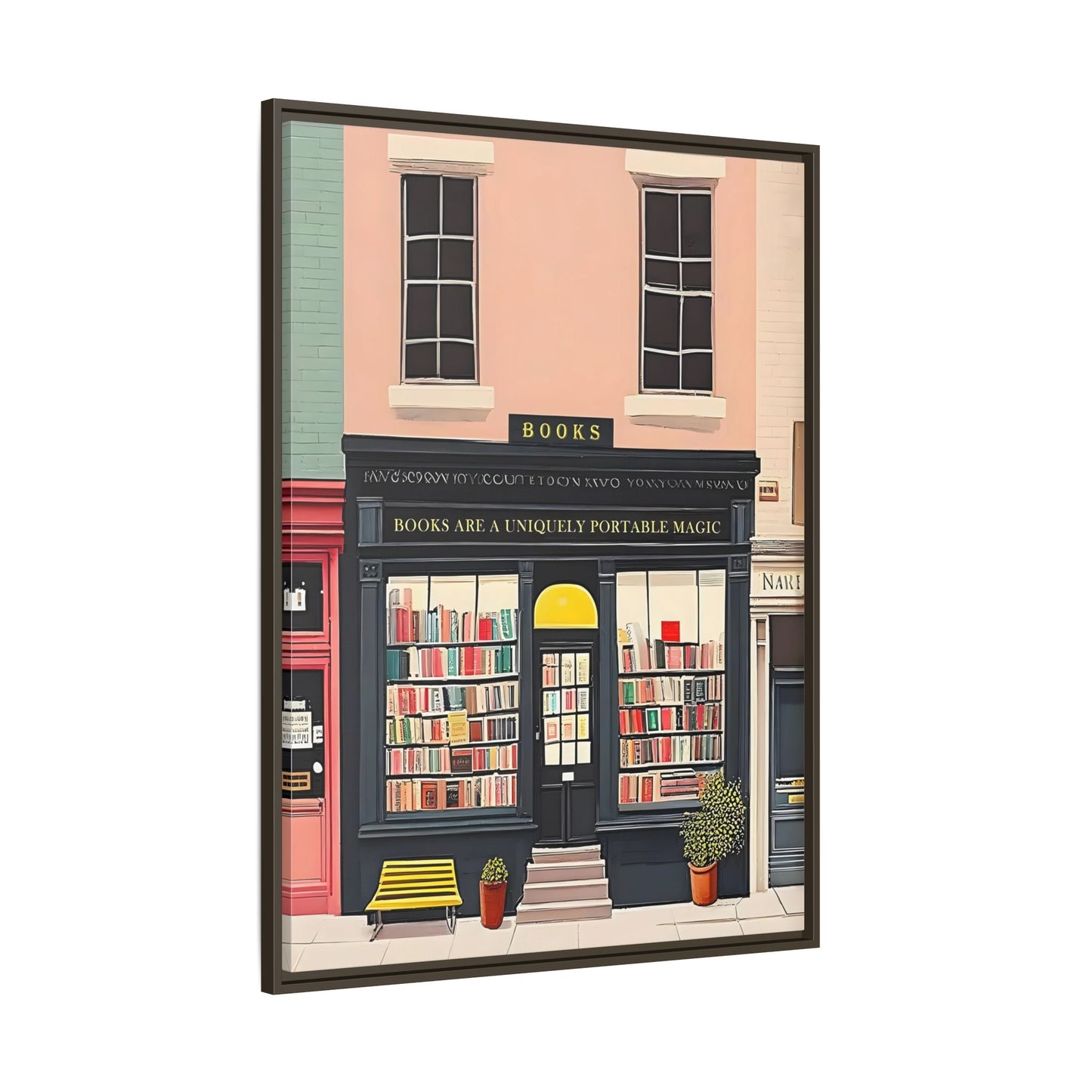 Framed Bookstore Canvas Art - Bookshop Reading Library Decor