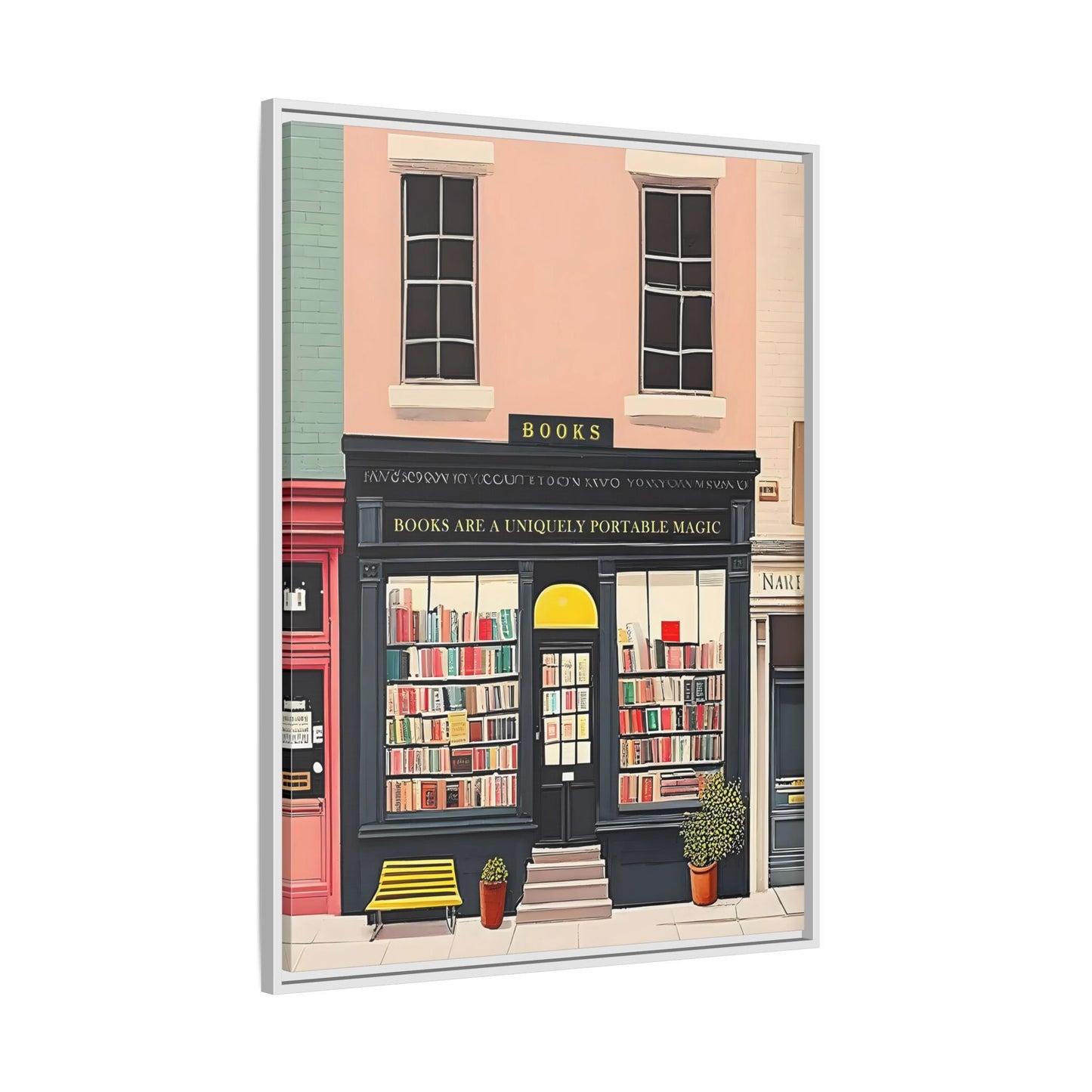 Framed Bookstore Canvas Art - Bookshop Reading Library Decor